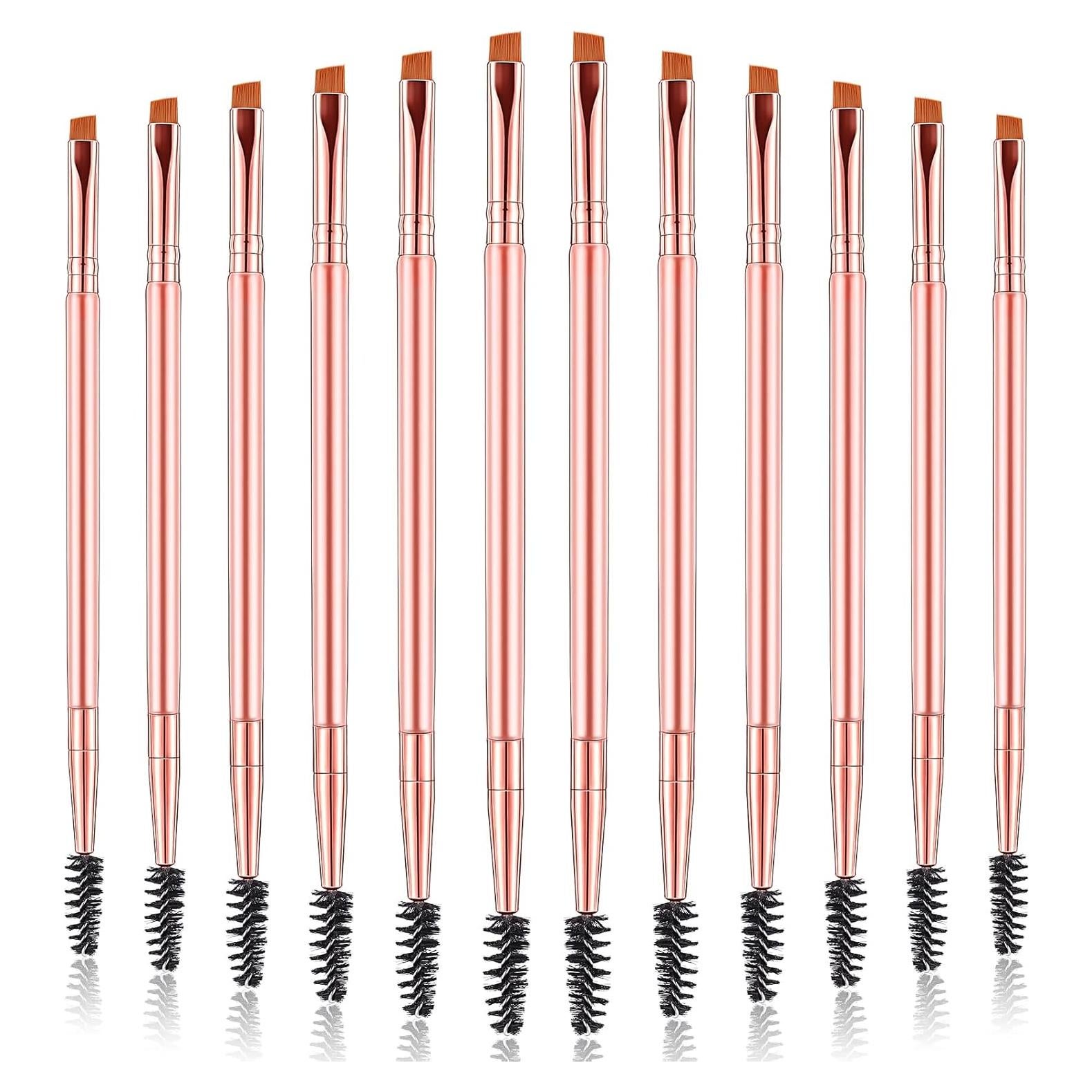 Juego de 12 Cepillos de Cejas Doble Cara Honeydak Oro Rosa