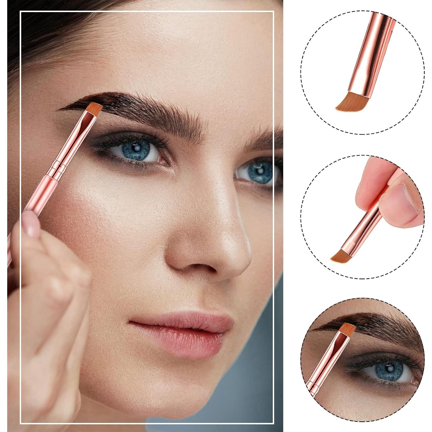 Juego de 12 Cepillos de Cejas Doble Cara Honeydak Oro Rosa
