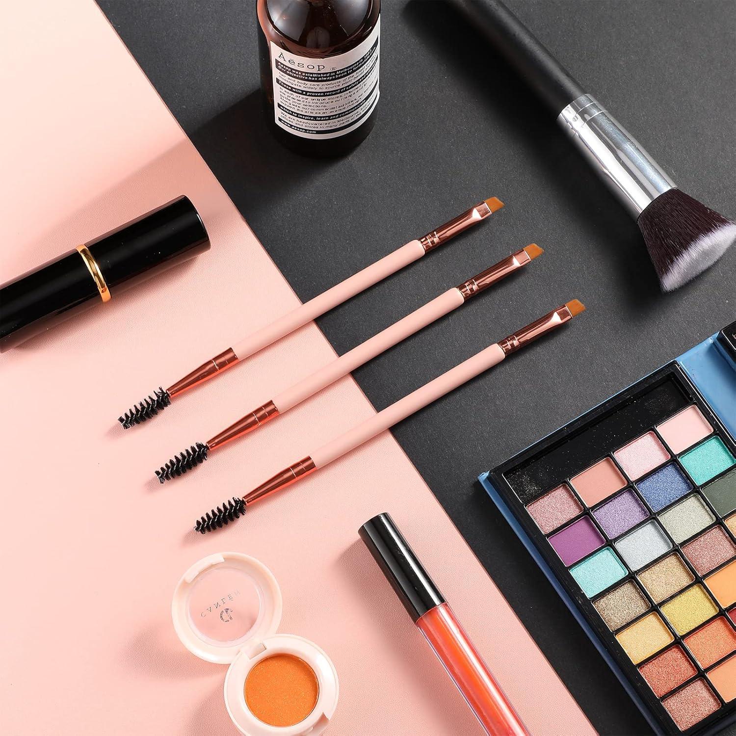 Juego de 12 Cepillos de Cejas Doble Cara Honeydak Oro Rosa