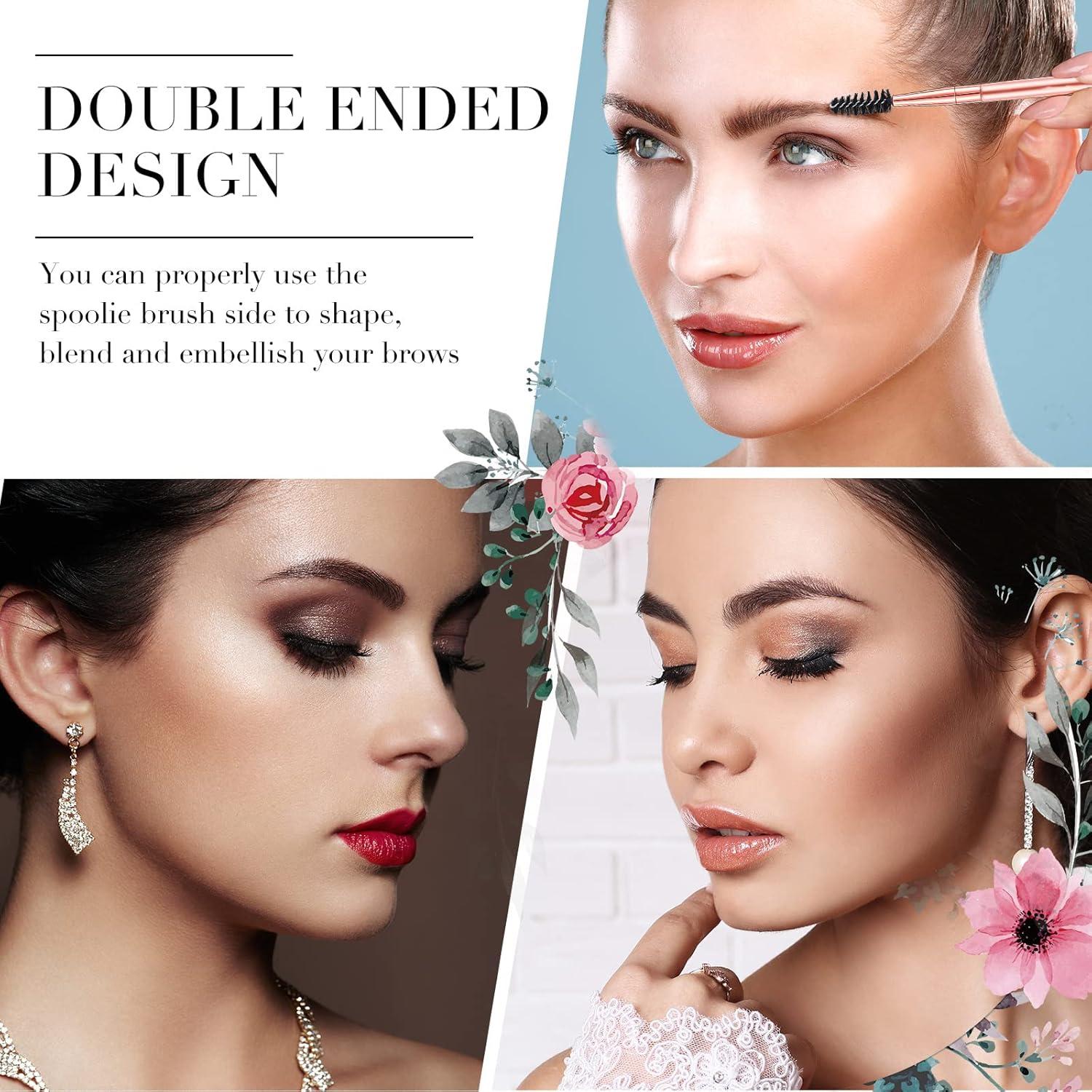 Juego de 12 Cepillos de Cejas Doble Cara Honeydak Oro Rosa