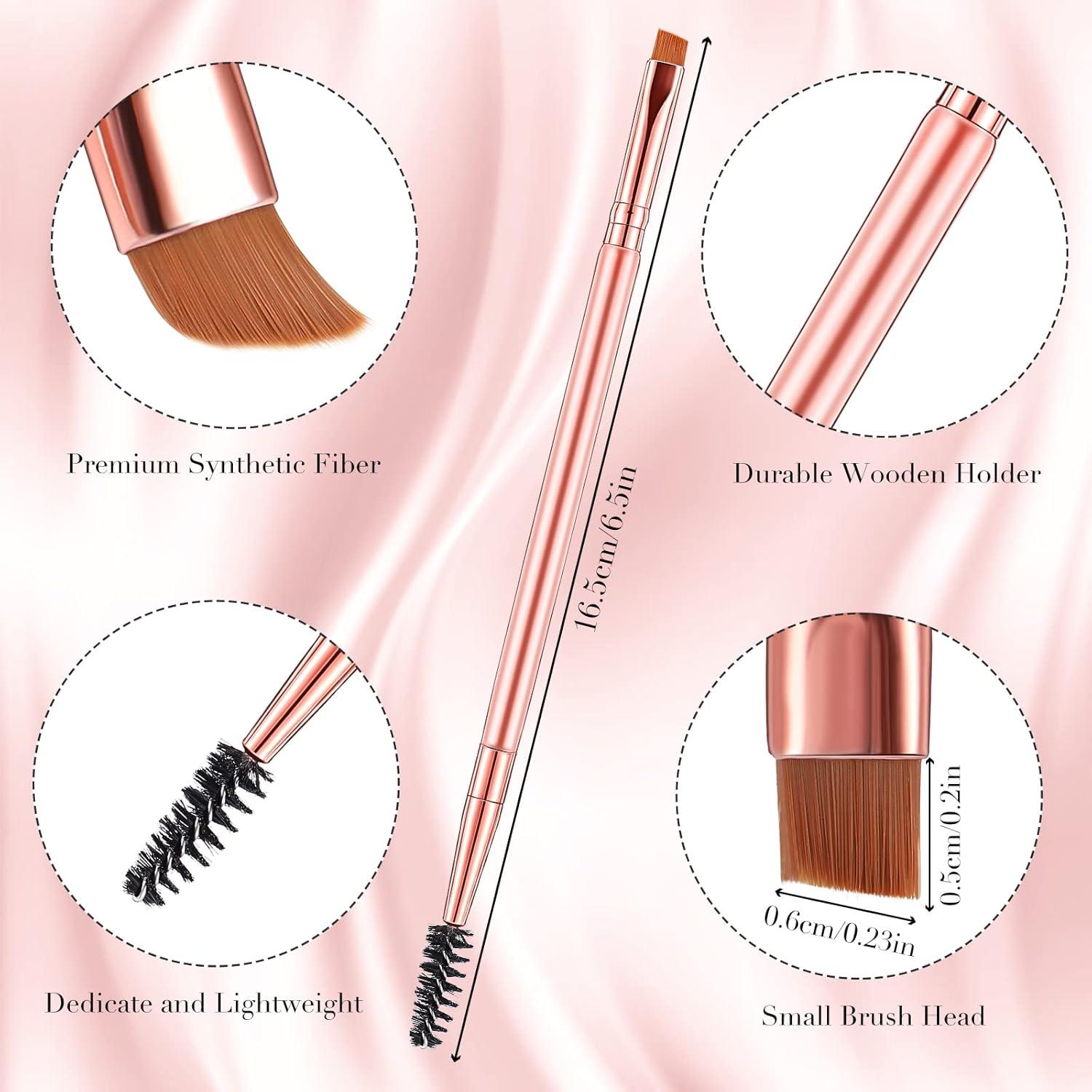 Juego de 12 Cepillos de Cejas Doble Cara Honeydak Oro Rosa