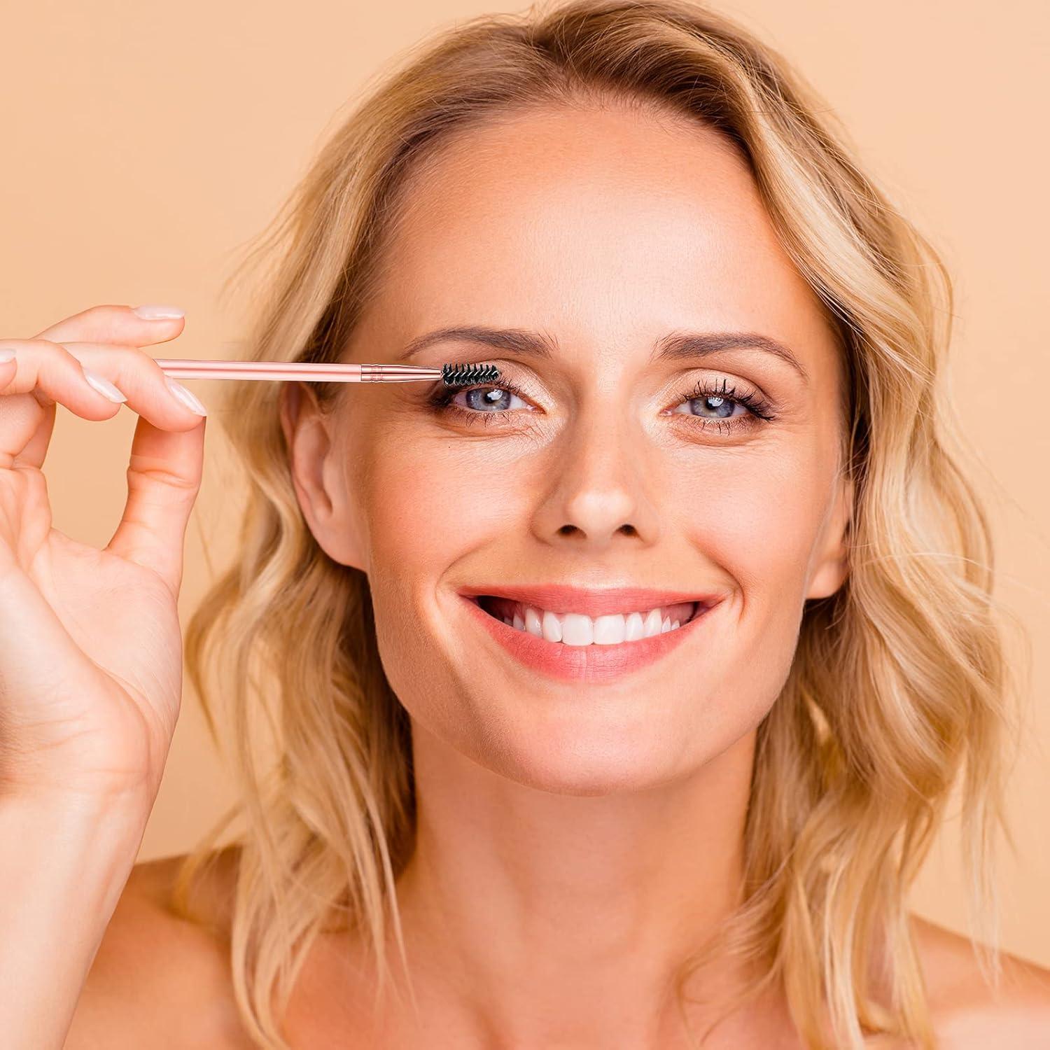 Juego de 12 Cepillos de Cejas Doble Cara Honeydak Oro Rosa