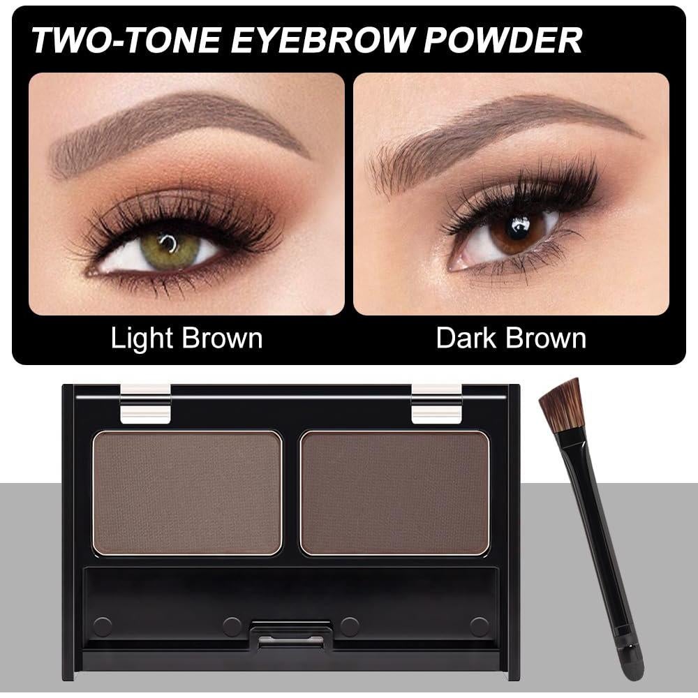 Kit de Polvo para Cejas CAKAILA Marrón Medio - 2 Tonos