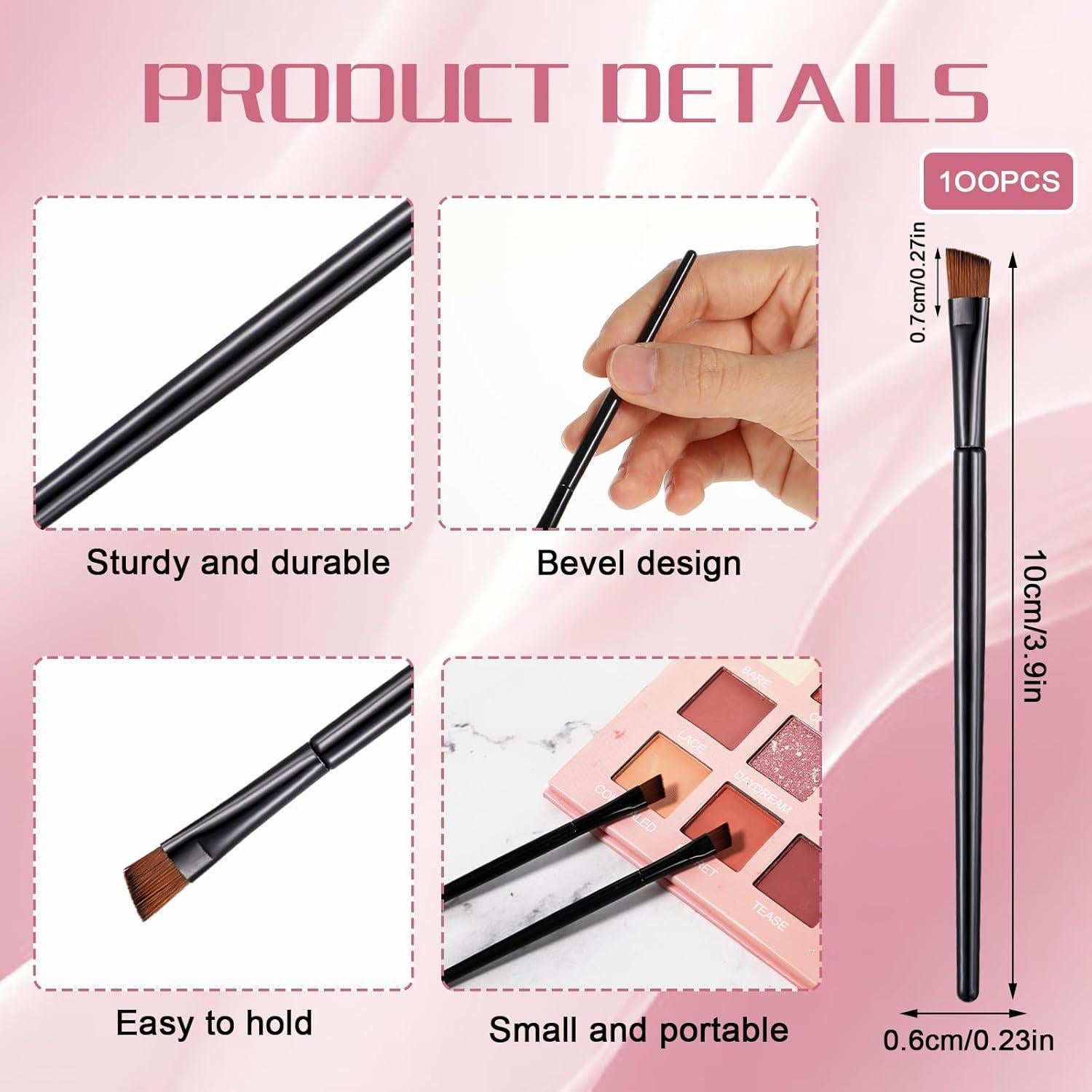 100 Brochas Desechables para Cejas Yolev - 10cm Anguladas