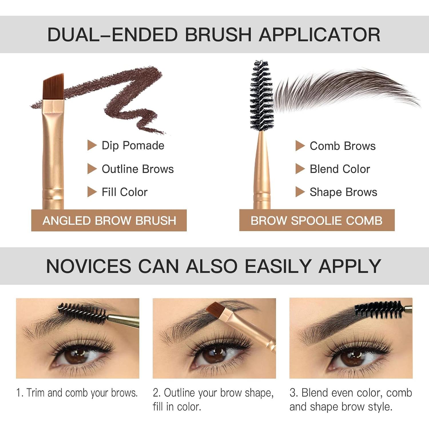 Kit de Pomada para Cejas BEFIVECOK con Pincel Doble Cara 4g Negro