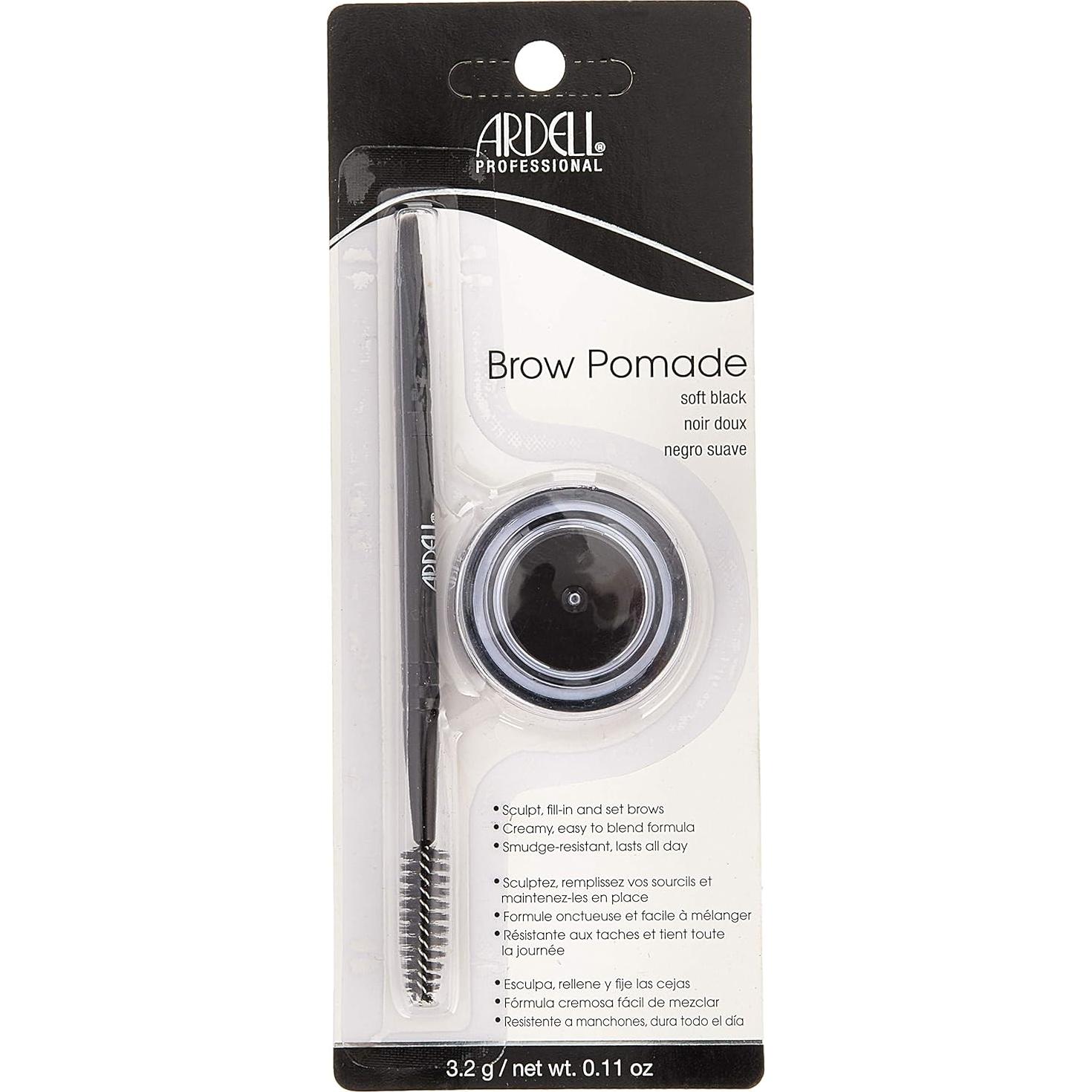 Pomada para Cejas Ardell - Negro Suave, 3 en 1, Larga Duración