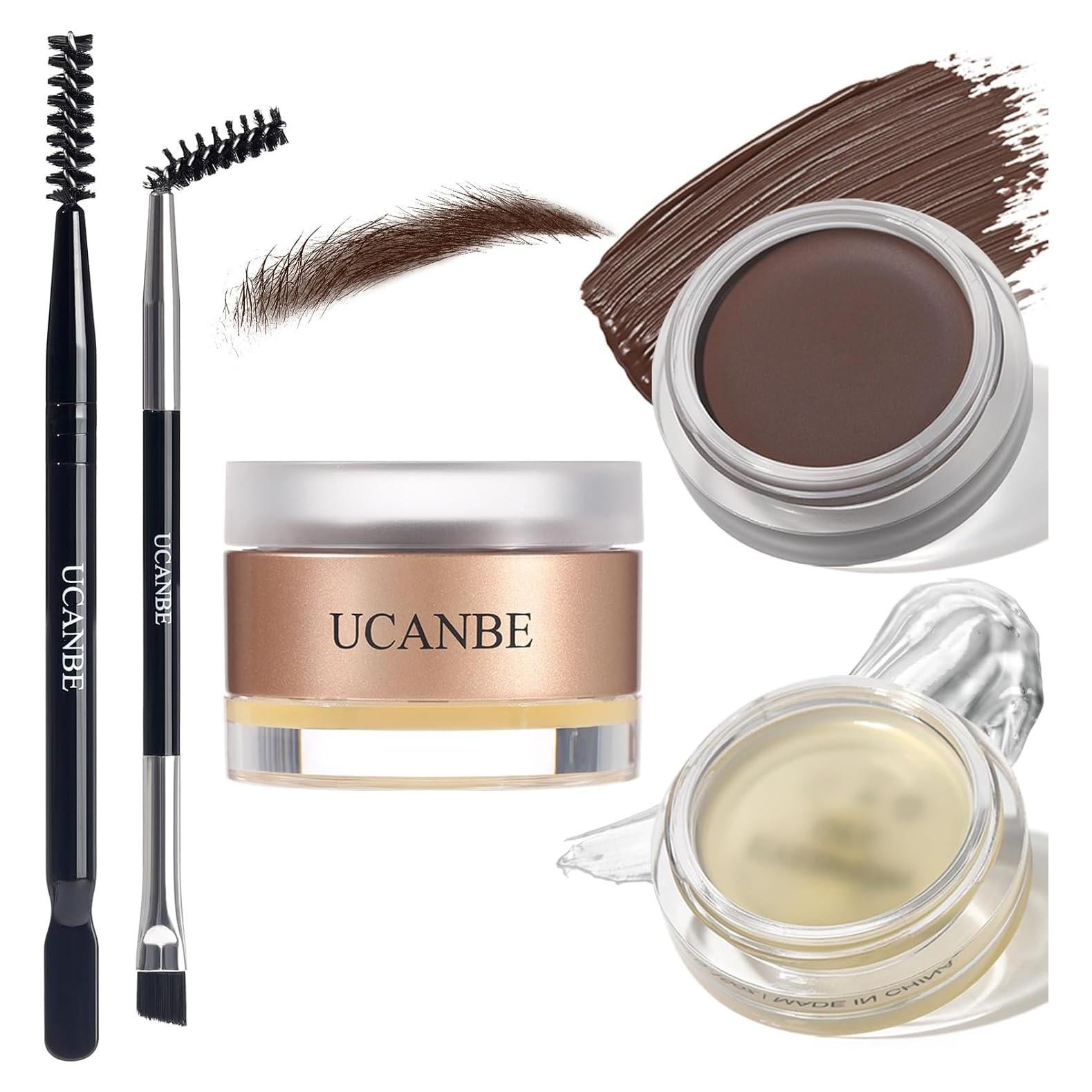 Kit de Cejas 2 en 1 UCANBE Gel y Cera Marrón Impermeable