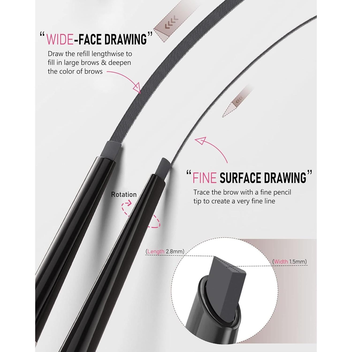 Lápiz de Cejas Impermeable Yfulfill Gris 0.5mm Doble Extremo