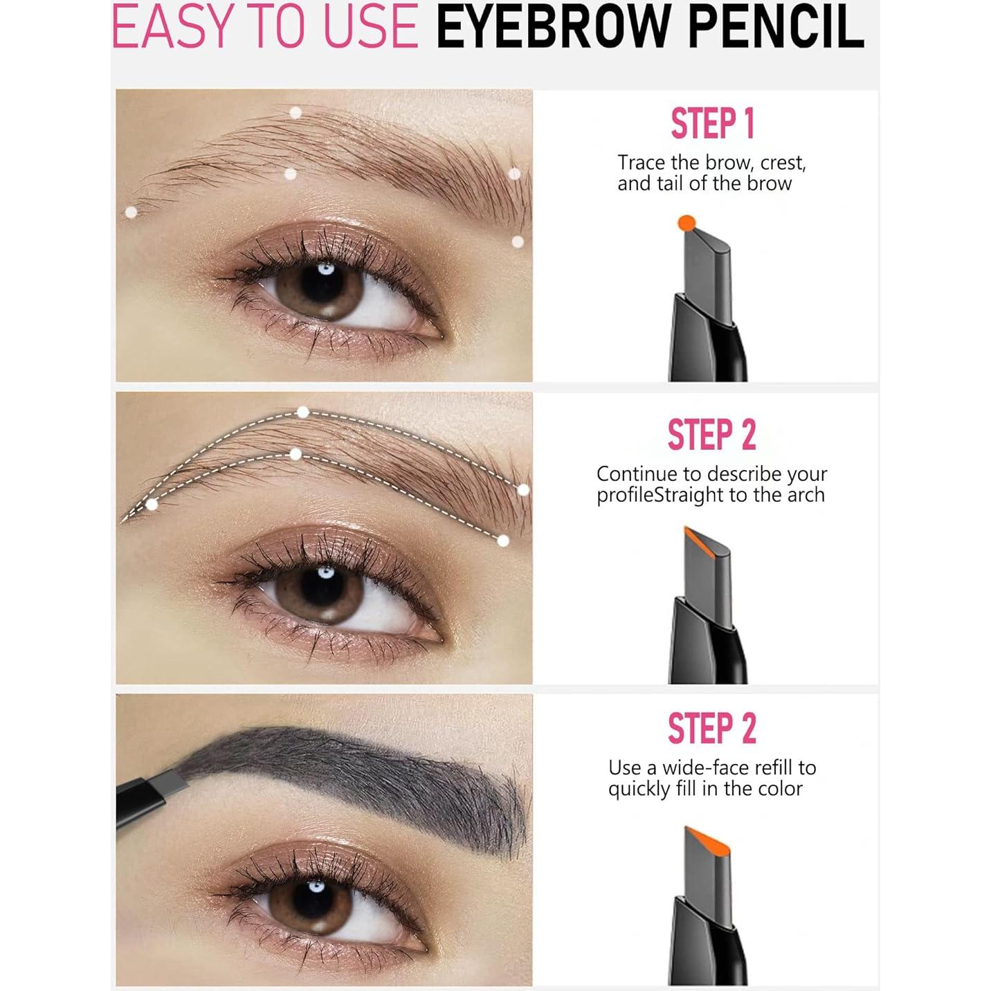 Lápiz de Cejas Impermeable Yfulfill Gris 0.5mm Doble Extremo