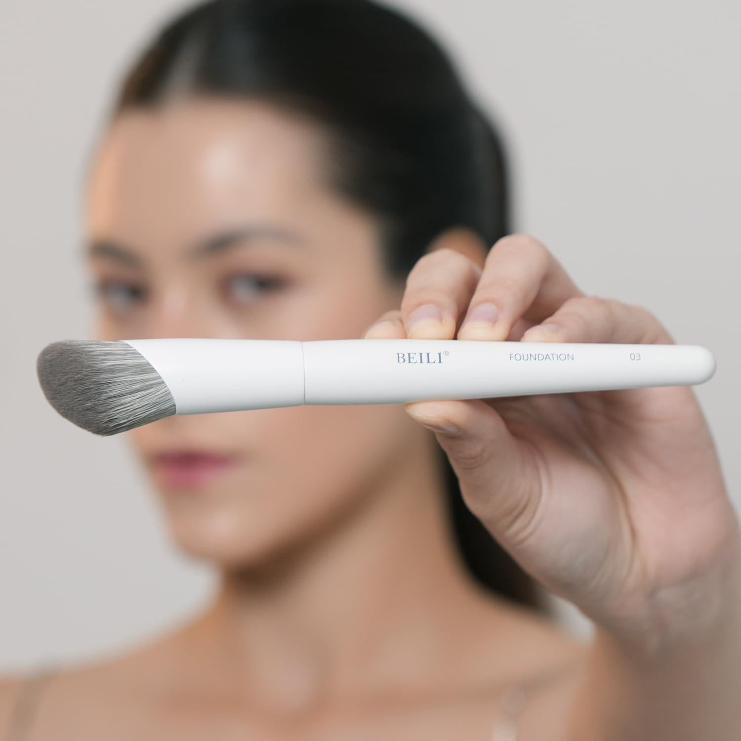 Conjunto de Brochas de Maquillaje BEILI 12 Veganas Rosa