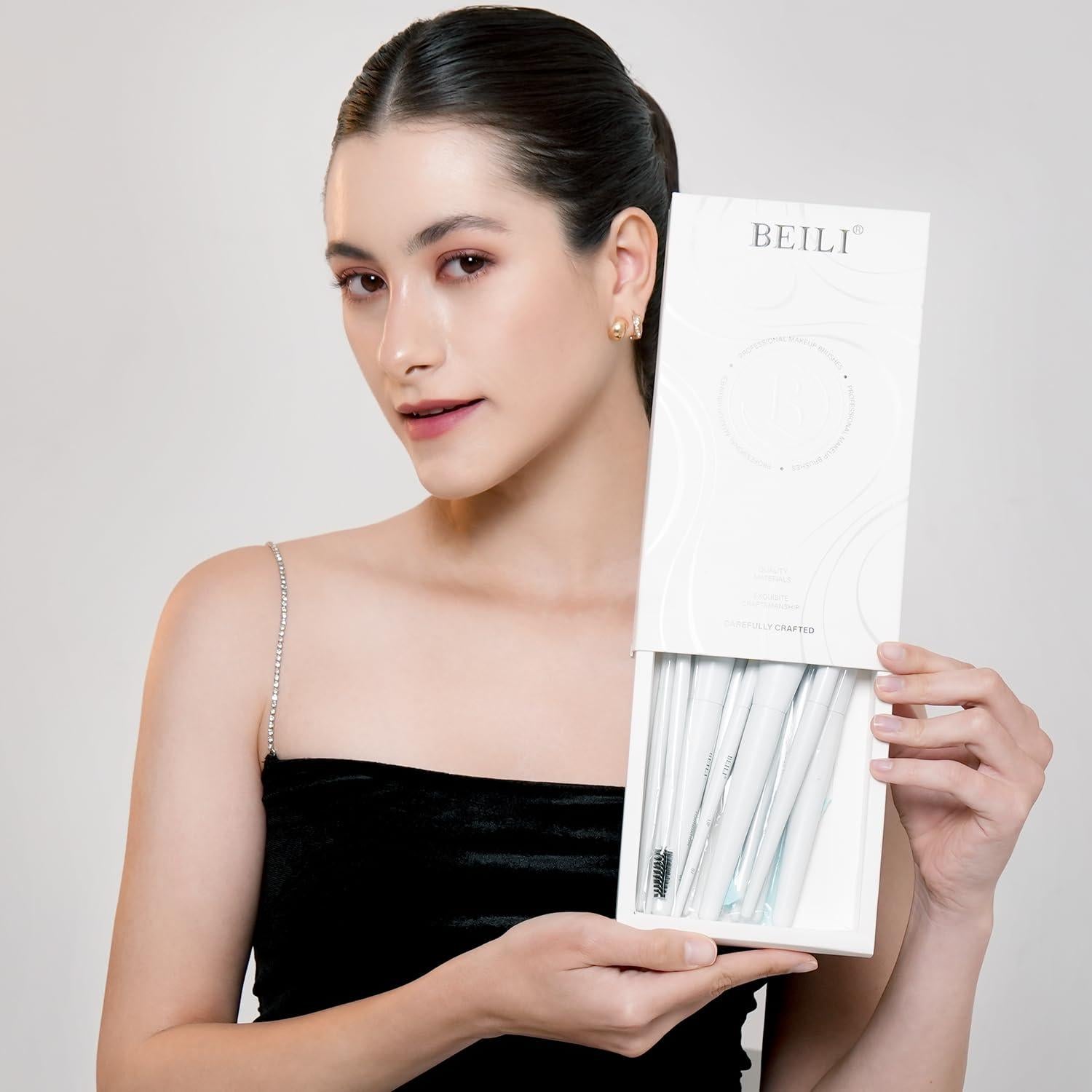 Conjunto de Brochas de Maquillaje BEILI 12 Veganas Rosa