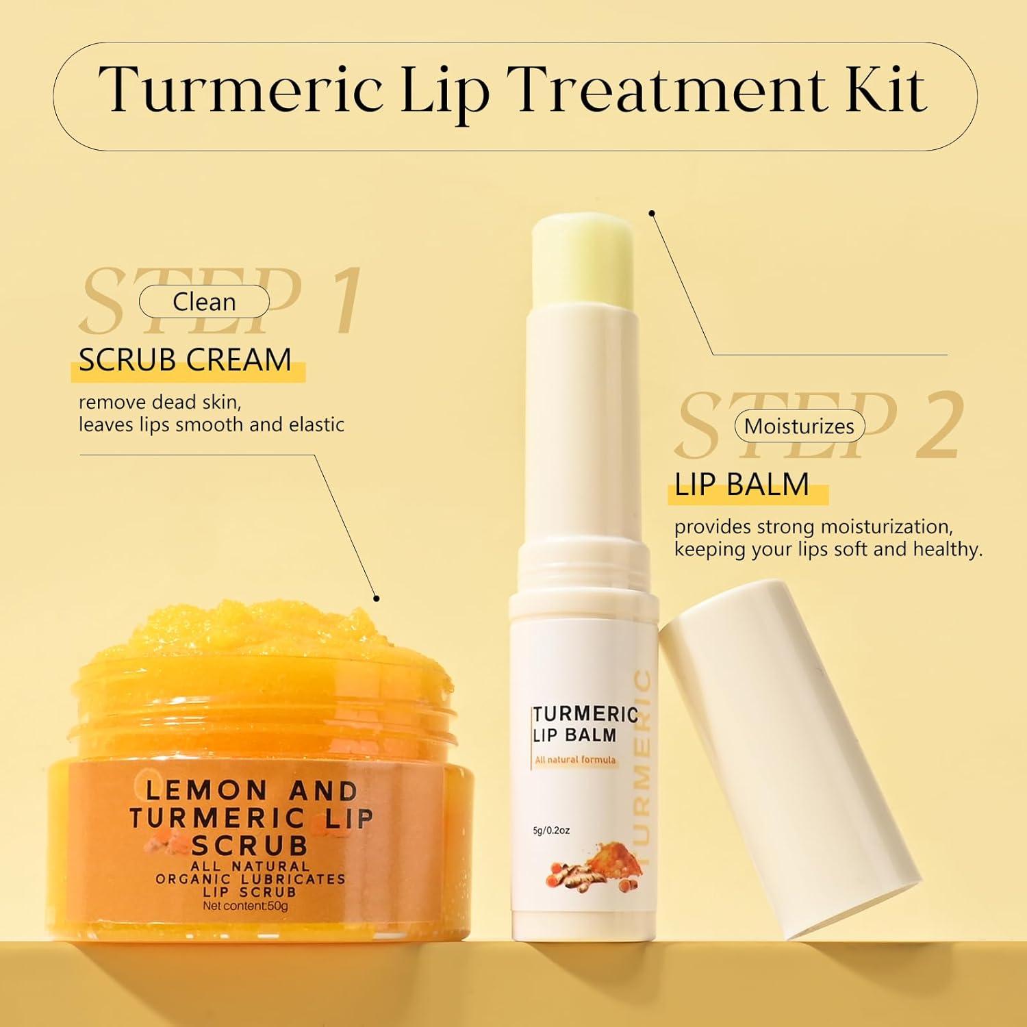 Kit de Tratamiento Labial FREEORR con Cúrcuma - Exfoliante y Bálsamo