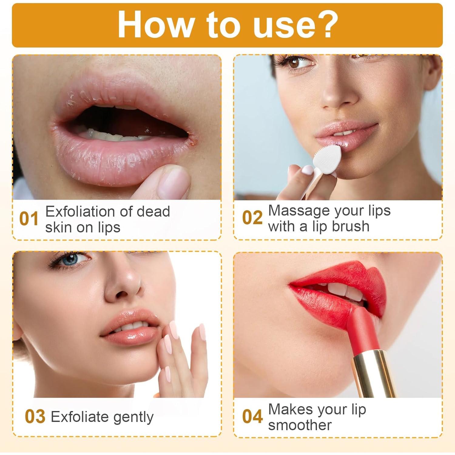 4 Cepillos Exfoliantes de Labios Pndeyo de Silicona Suave