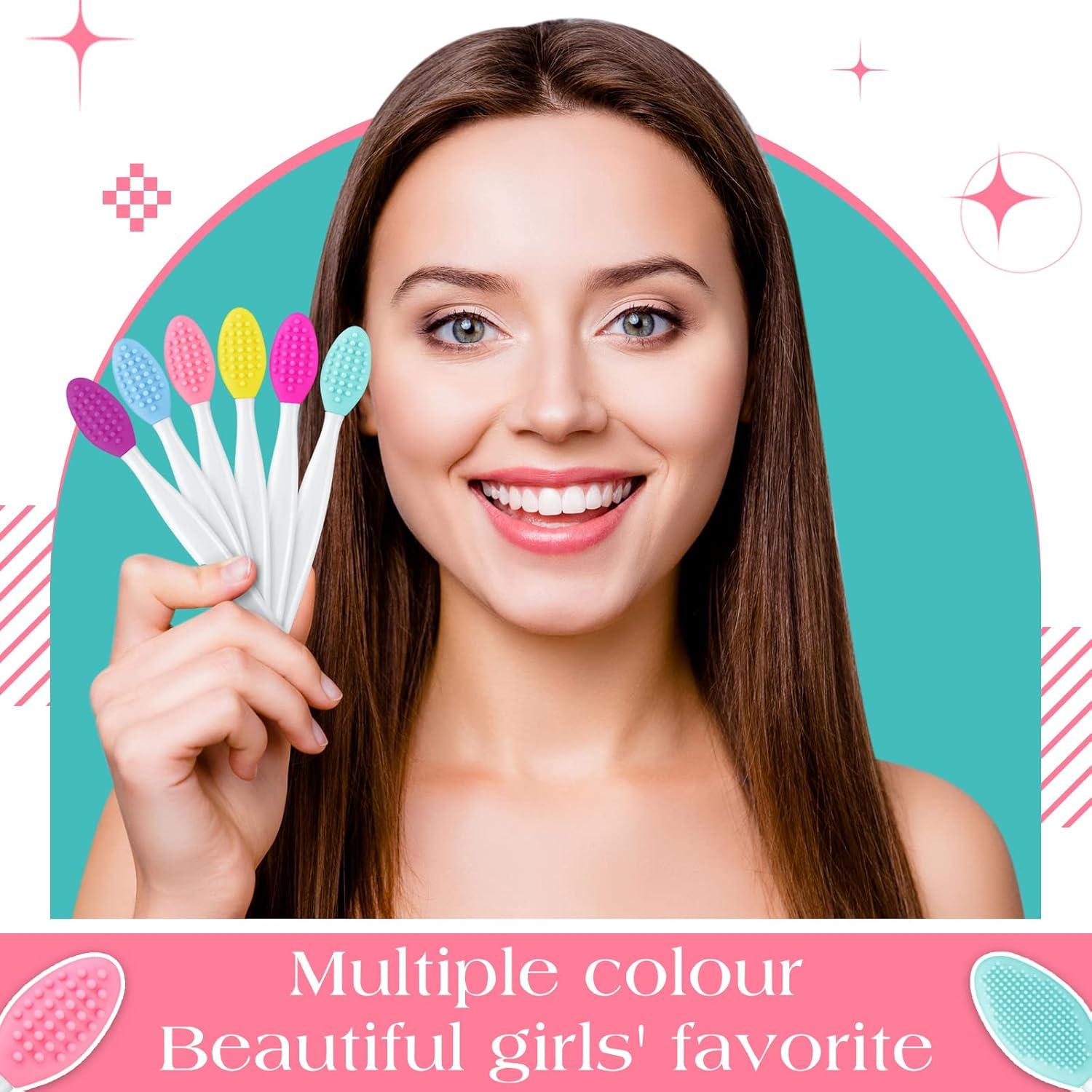 100 Cepillos Exfoliantes de Silicona Newtay para Labios Doble Cara