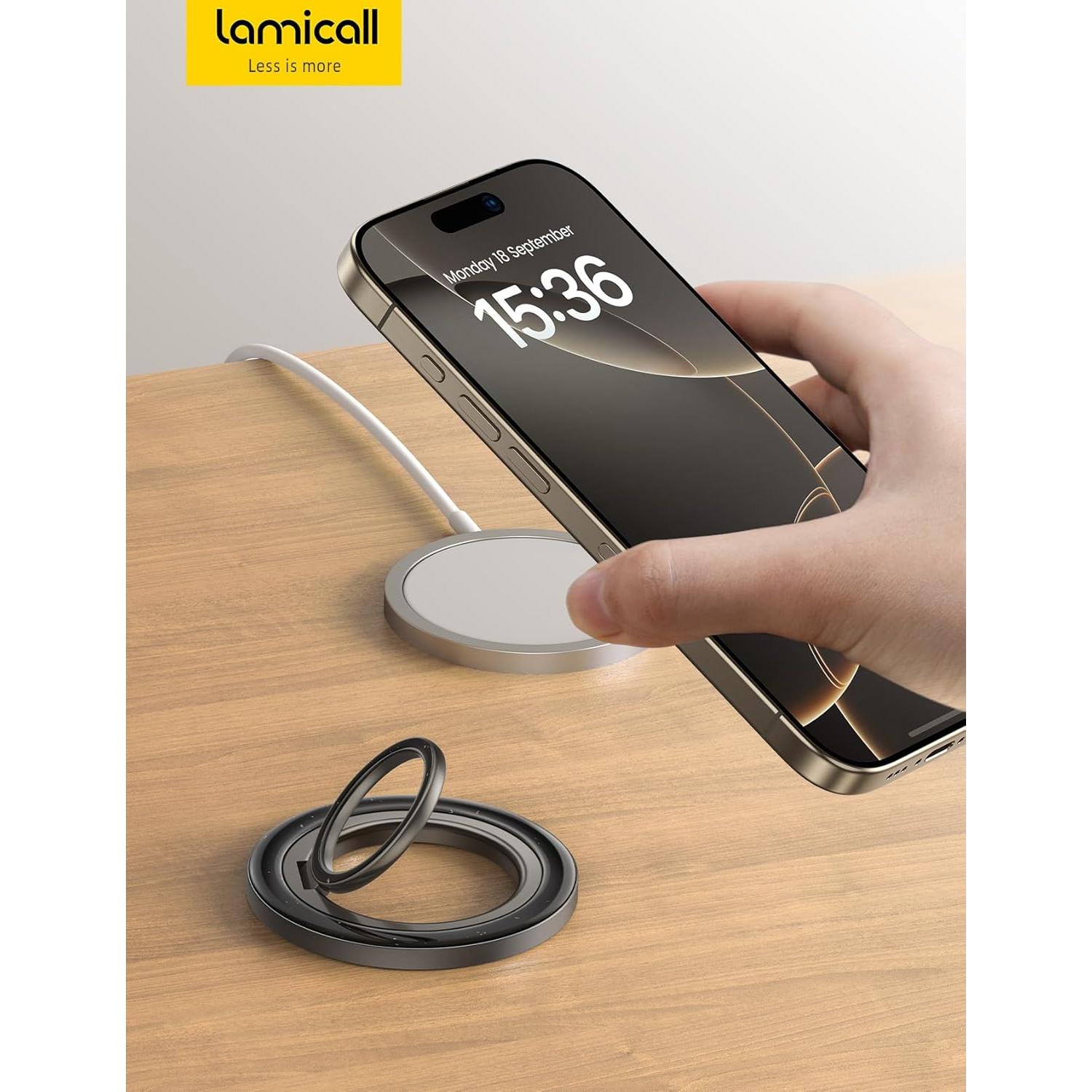 Lamicall Anillo Magnético para Teléfono MagSafe Negro