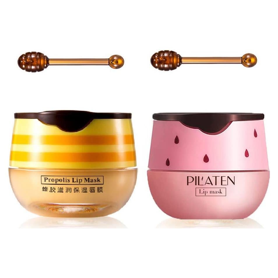 Mascarilla Hidratante para Labios Krajiyya 2PCS Miel y Fresa