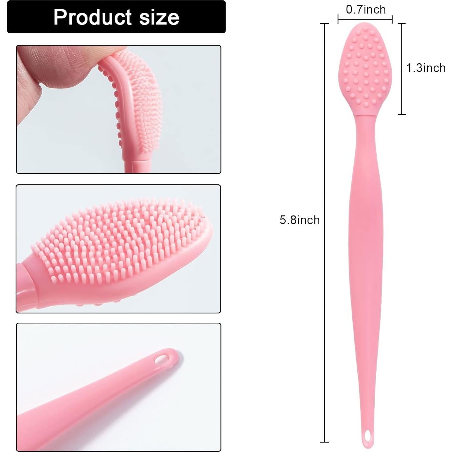 Cepillo Exfoliador de Labios ooloveminso - 10 Pcs Silicona Rosa