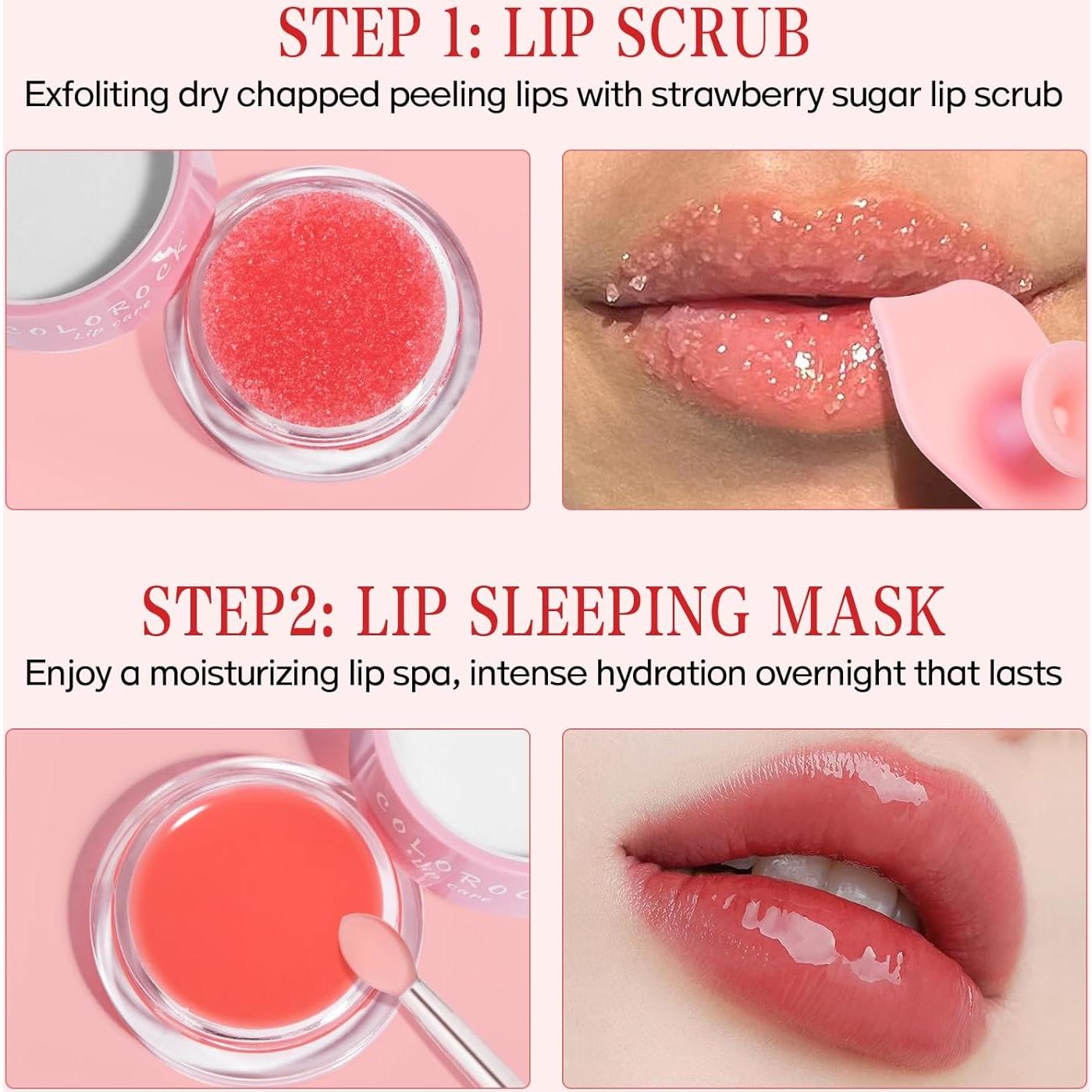 Conjunto Exfoliante Labios Azúcar Fresa + Máscara COLOROCK