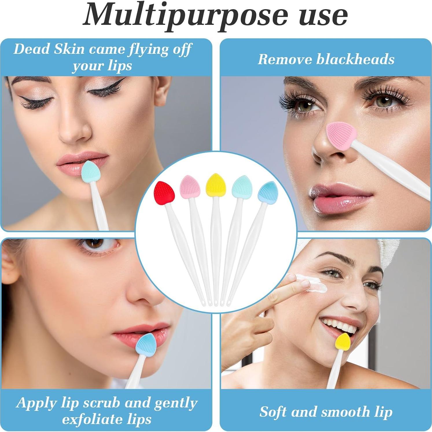 5 Pcs Cepillo Exfoliante de Labios Silicona Doble Cara Hpmjz