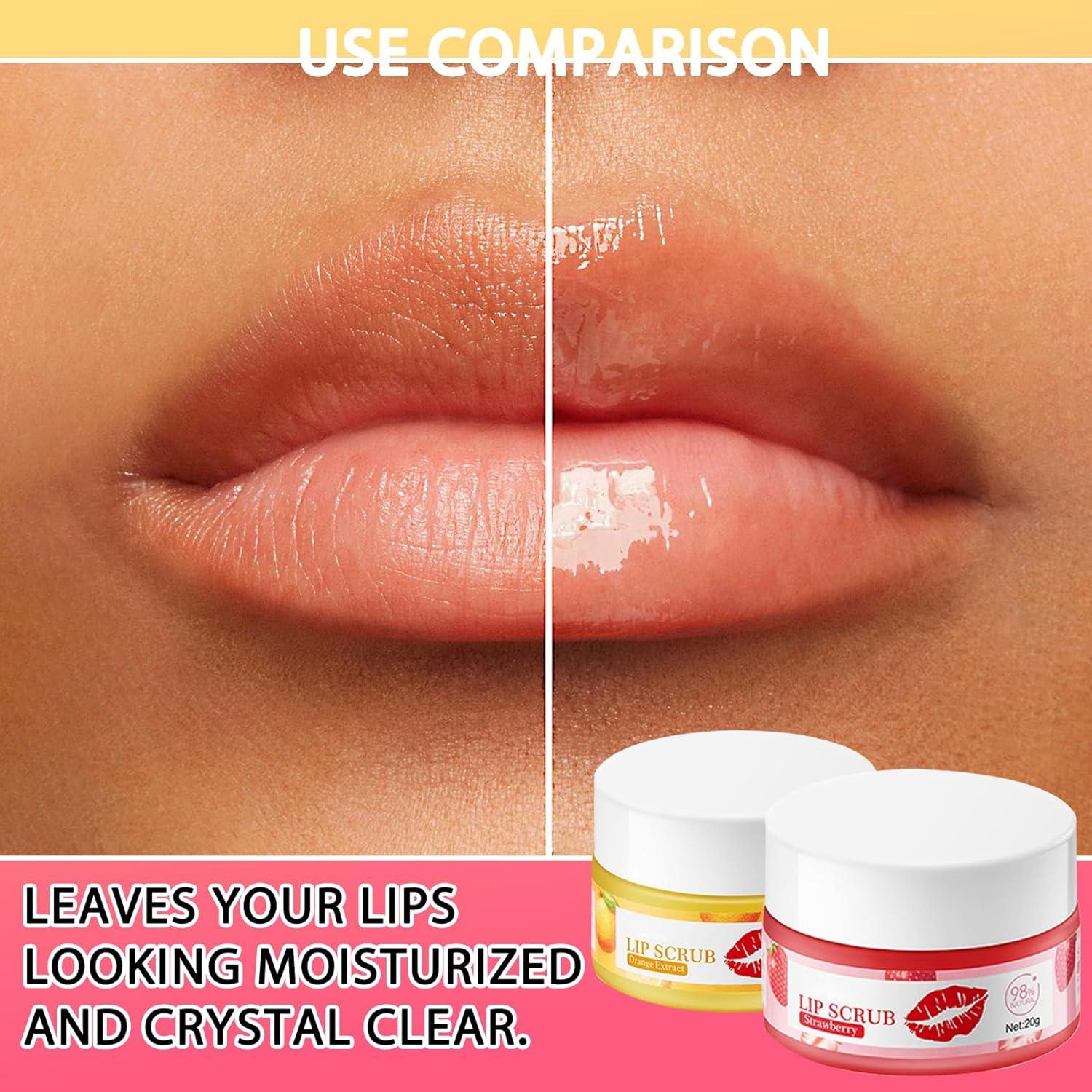 Conjunto de Exfoliantes Labiales DWDiWen Fresa y Naranja 2 Paquetes