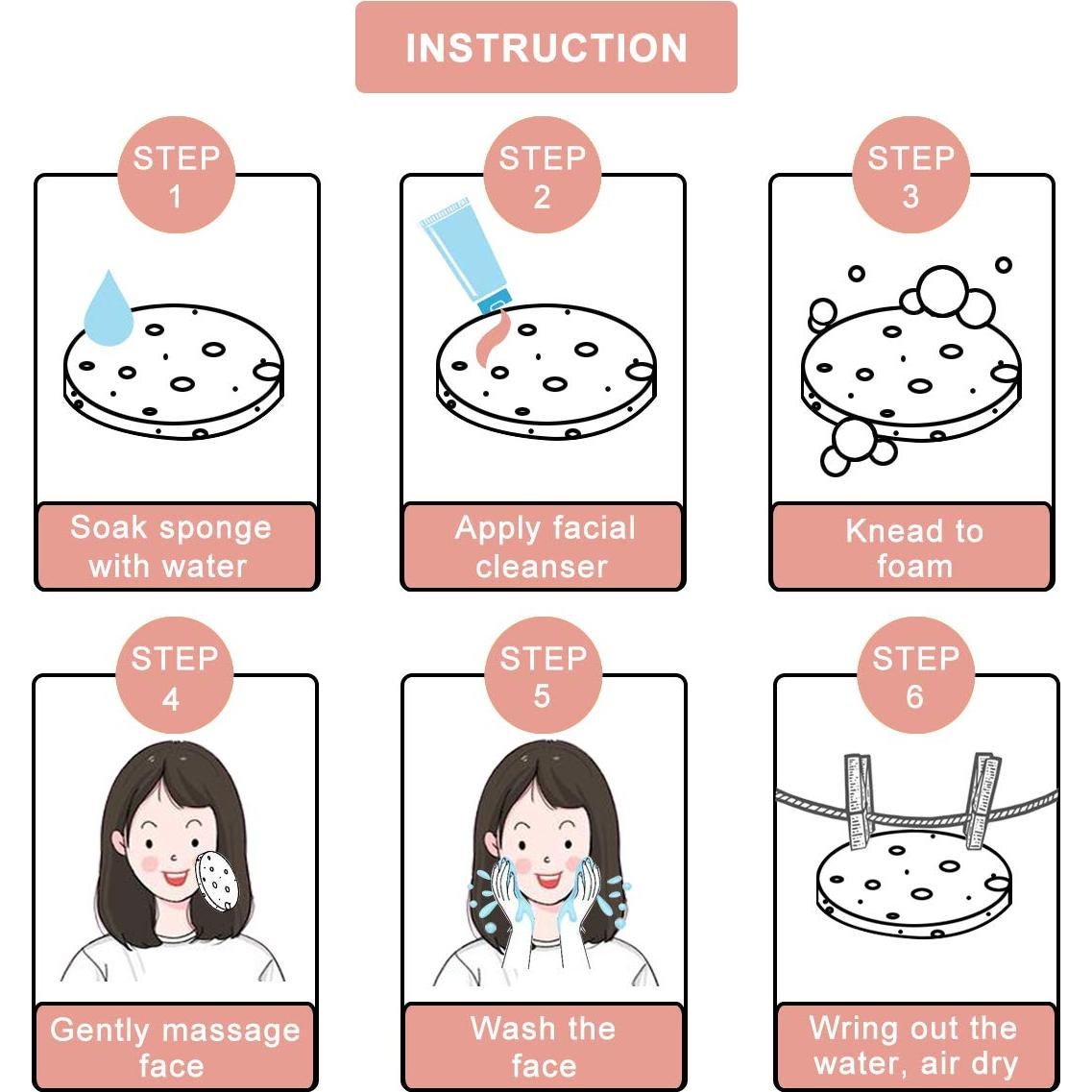 Esponjas Faciales Comprimidas Siluker 50 Unidades 100% Natural