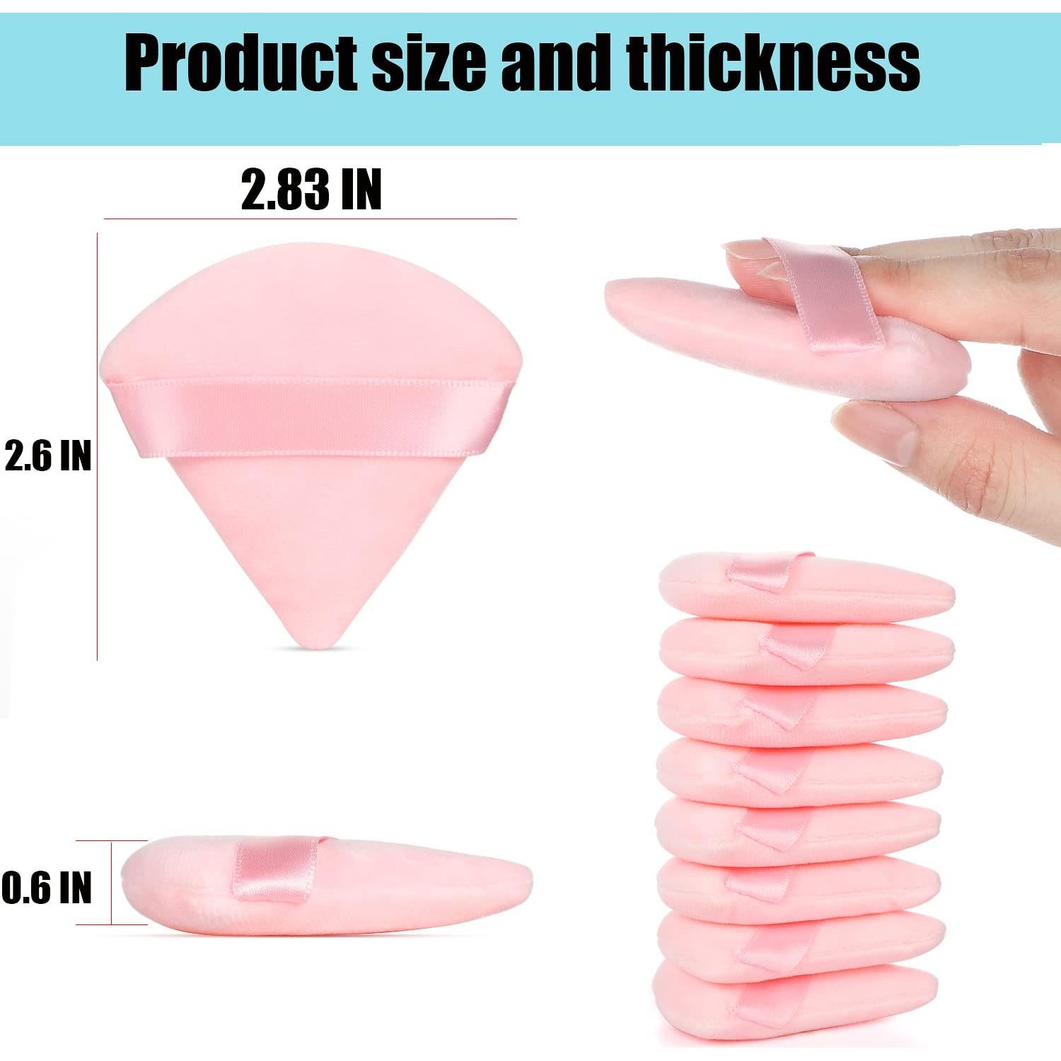 Esponjas de Maquillaje JASSINS 8 Pcs Triángulo Rosa Suave