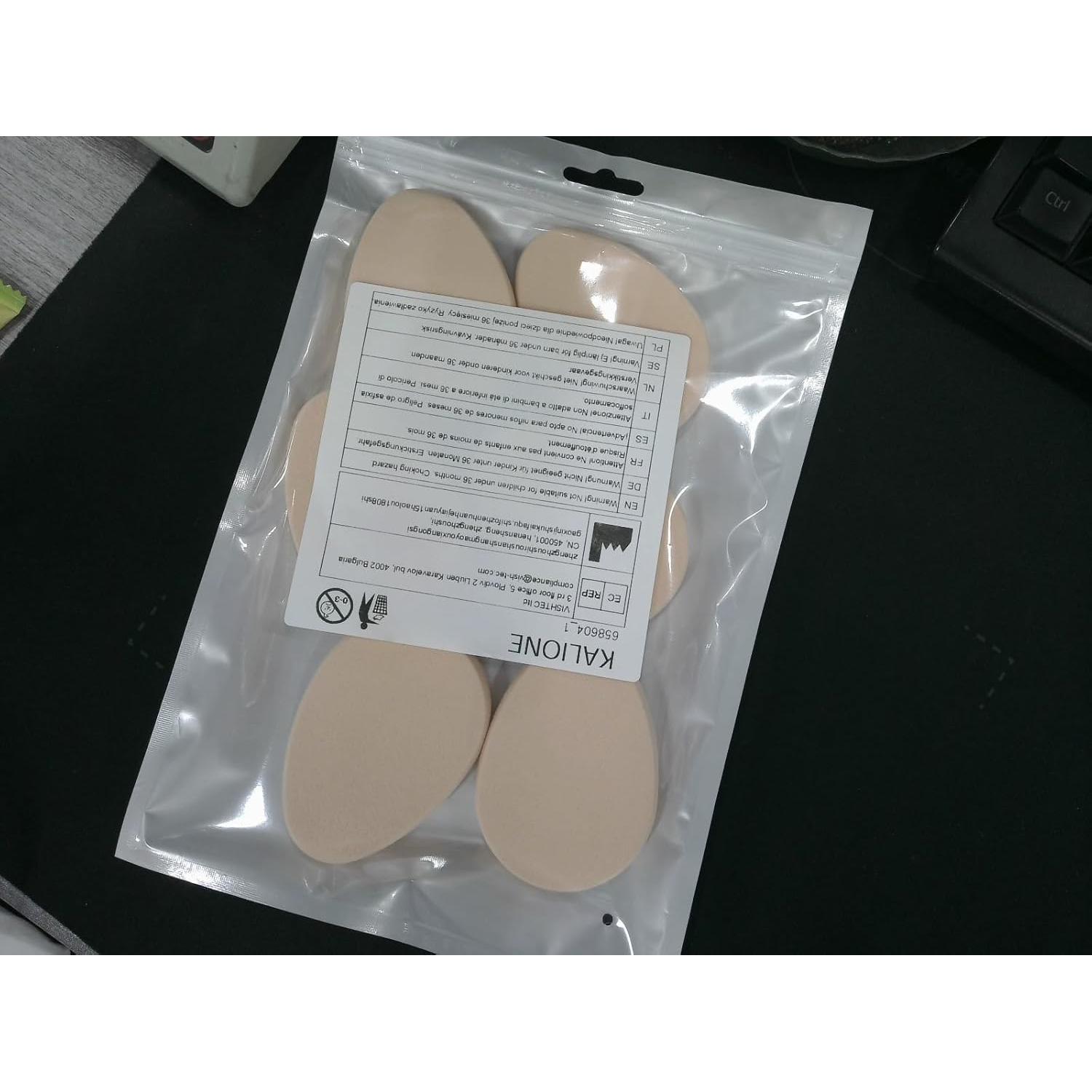 Set de 6 Esponjas de Maquillaje KALIONE Planas Beige