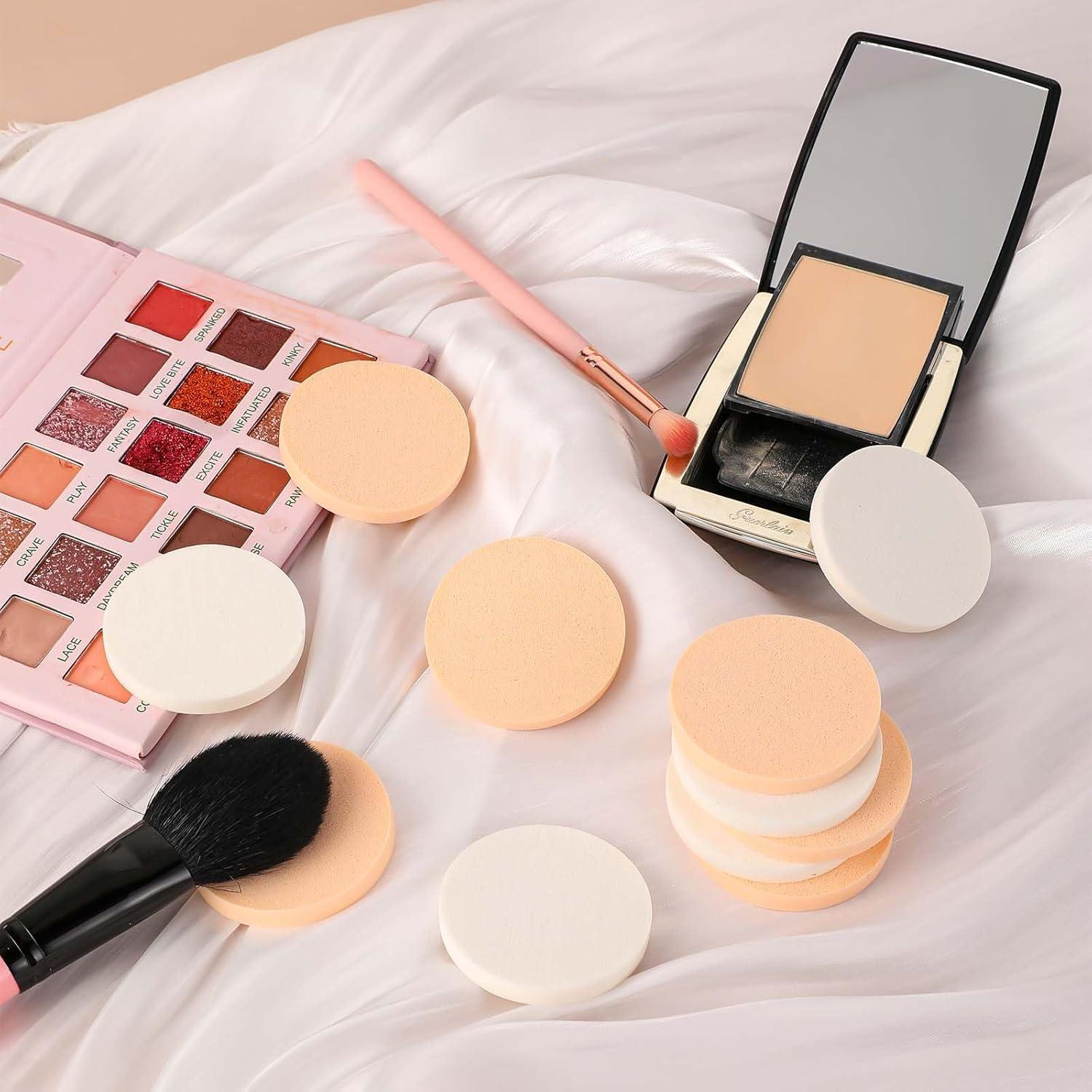 12 Esponjas Redondas de Maquillaje Sliverdew - Uso Húmedo y Seco