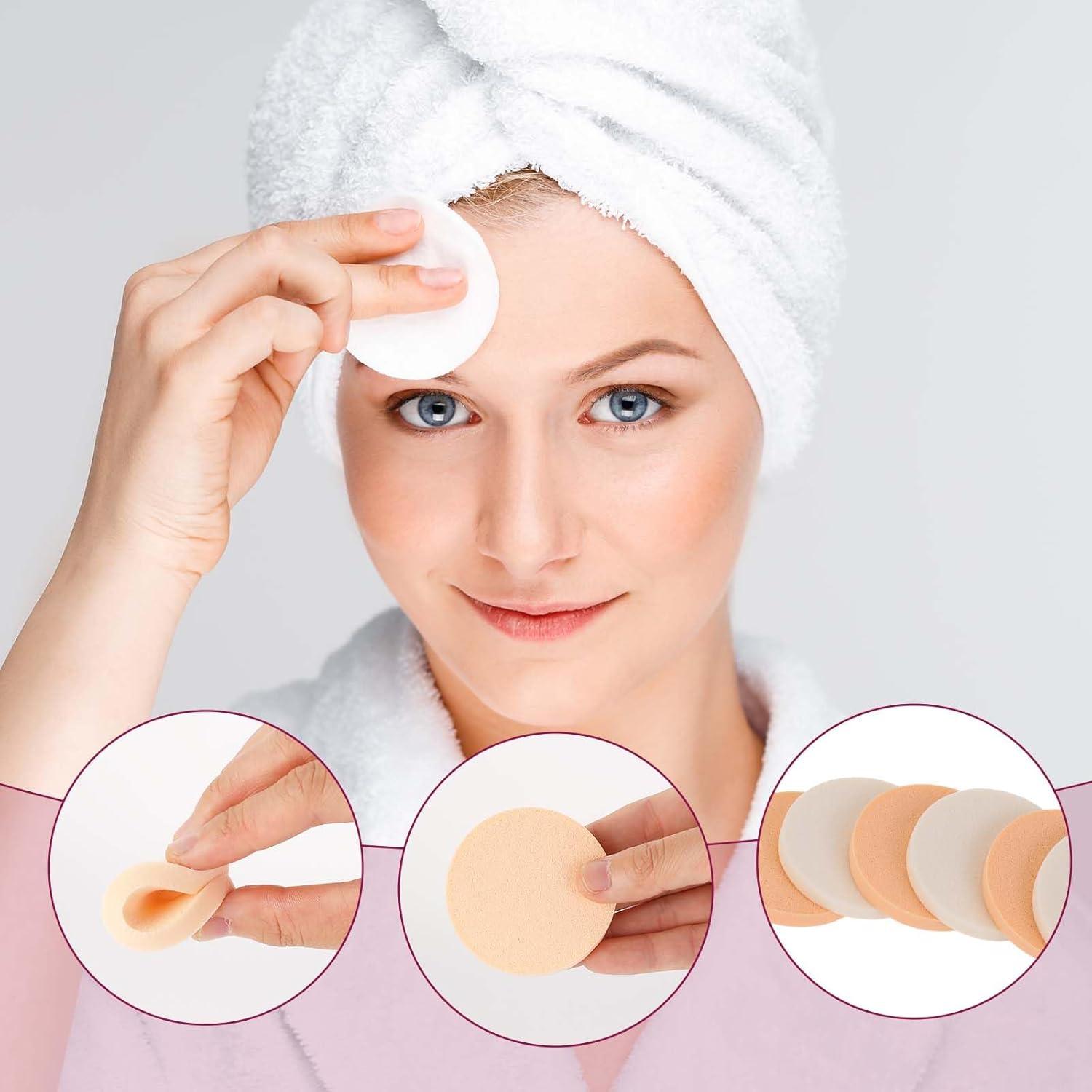 12 Esponjas Redondas de Maquillaje Sliverdew - Uso Húmedo y Seco