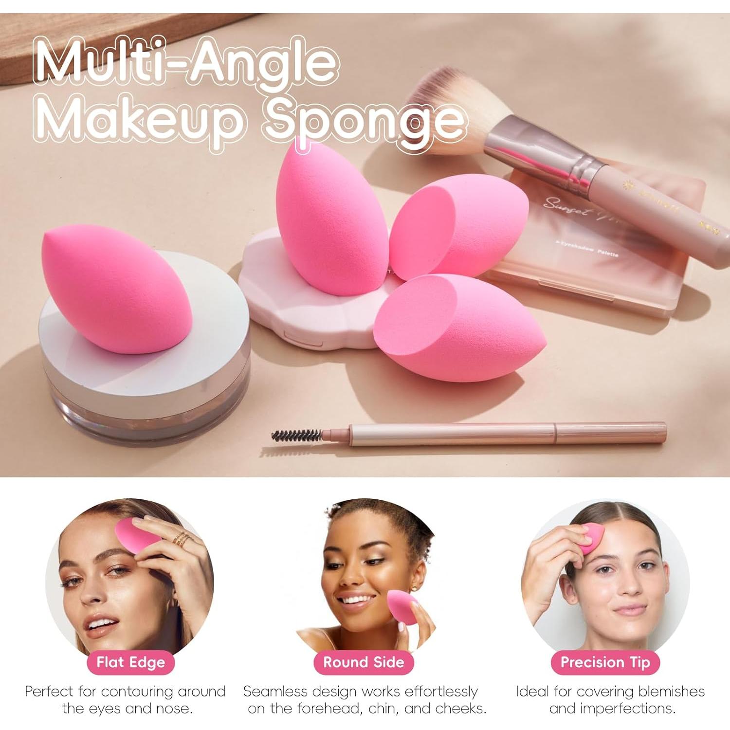 Juego de Esponjas de Maquillaje GWT, 6 Pcs Sin Látex, Ultra Suaves
