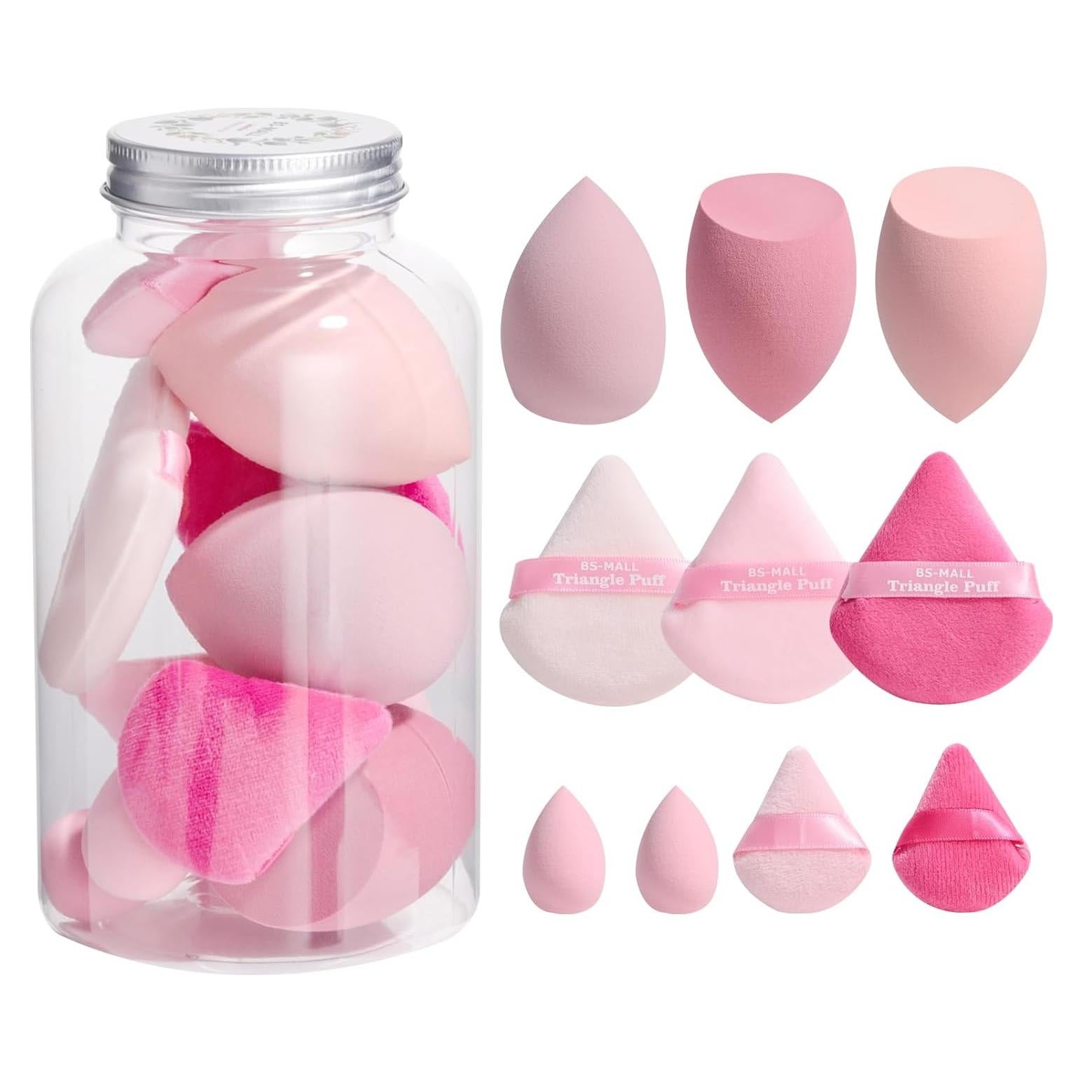 Conjunto de Esponjas de Maquillaje BS-MALL Rosa 10 Piezas