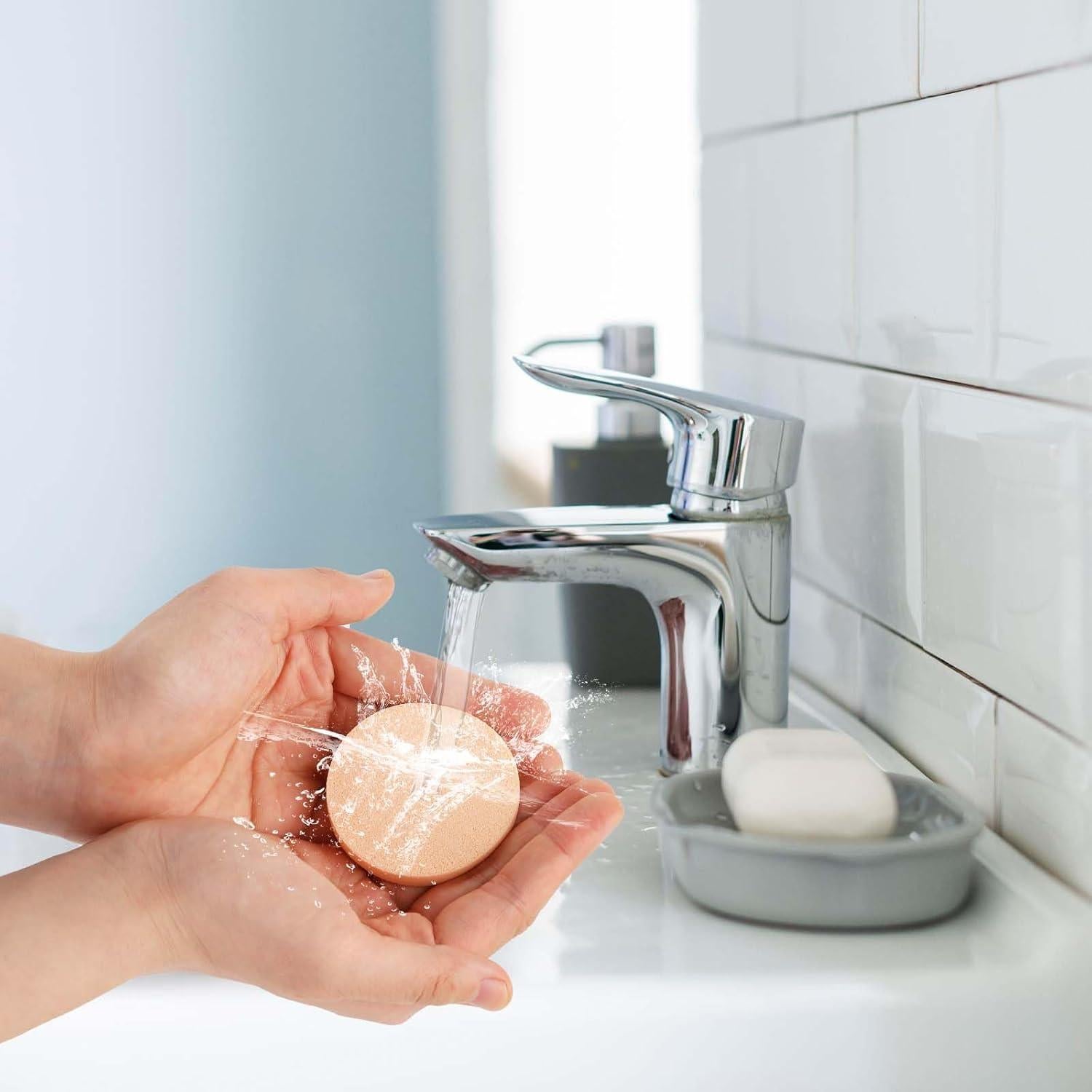 12 Esponjas Redondas de Maquillaje Sliverdew Color Piel