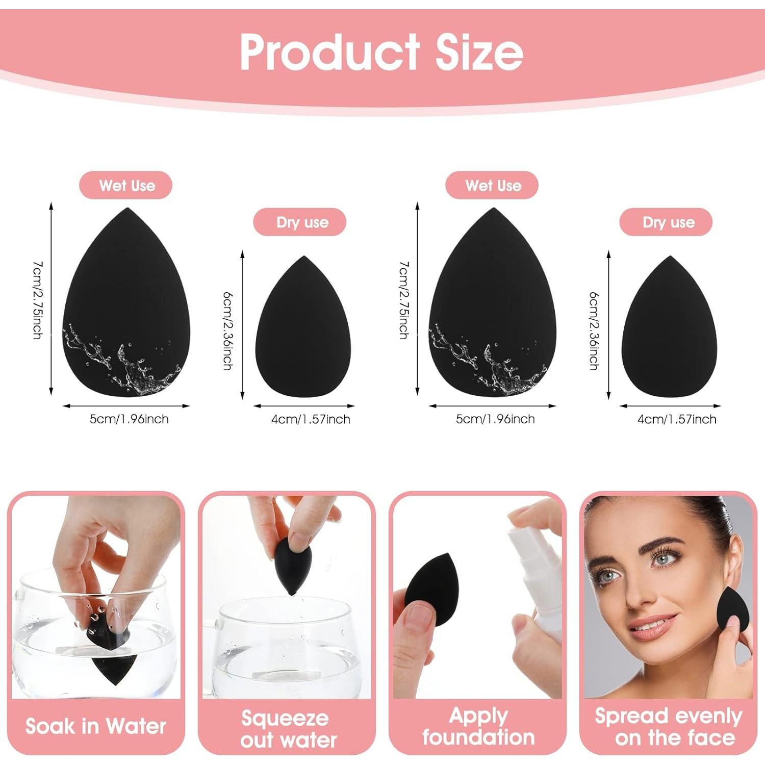 Esponjas de Maquillaje Sibba 6 Piezas Suaves Negro