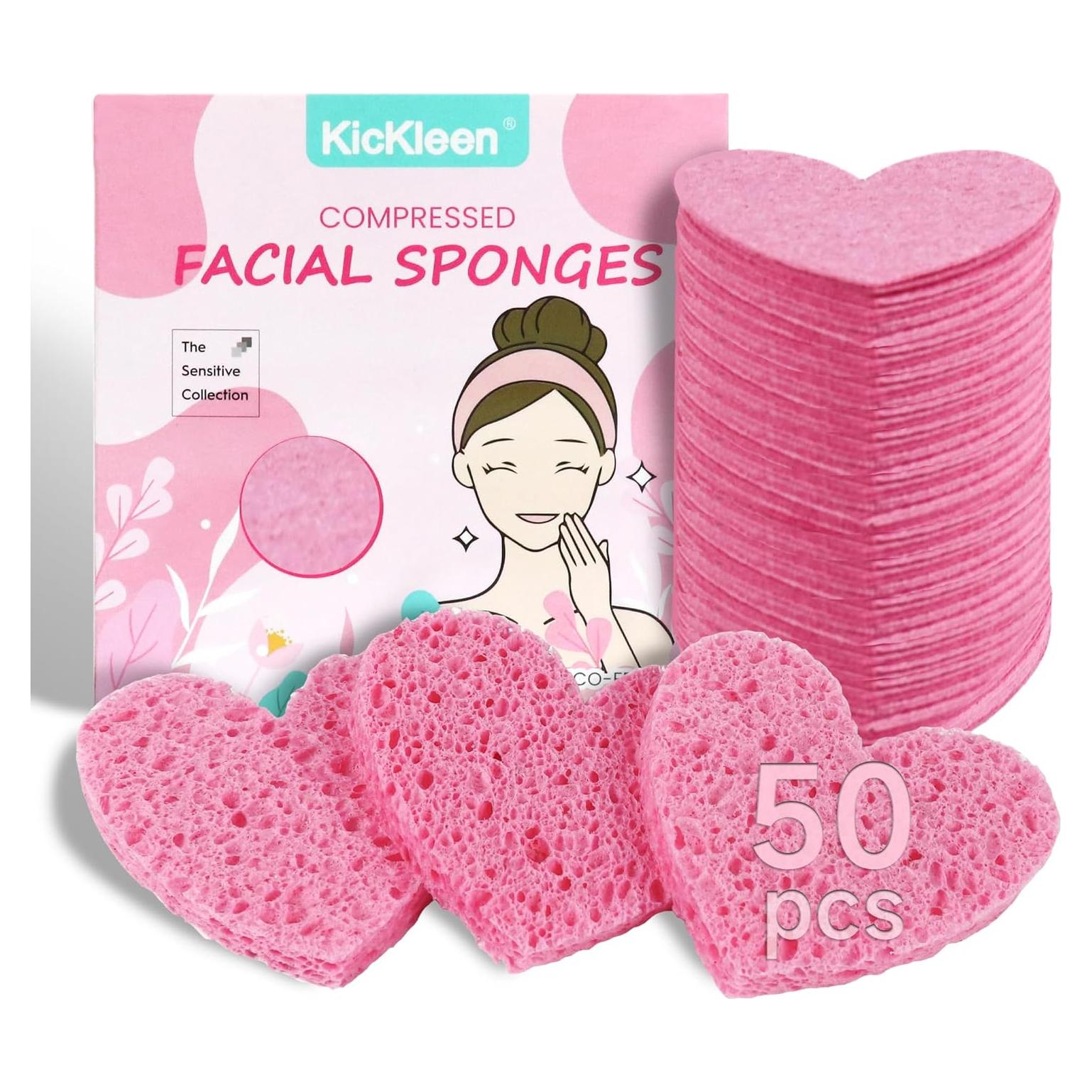 Esponjas Faciales Comprimidas KICKLEEN 50 Piezas Rosa