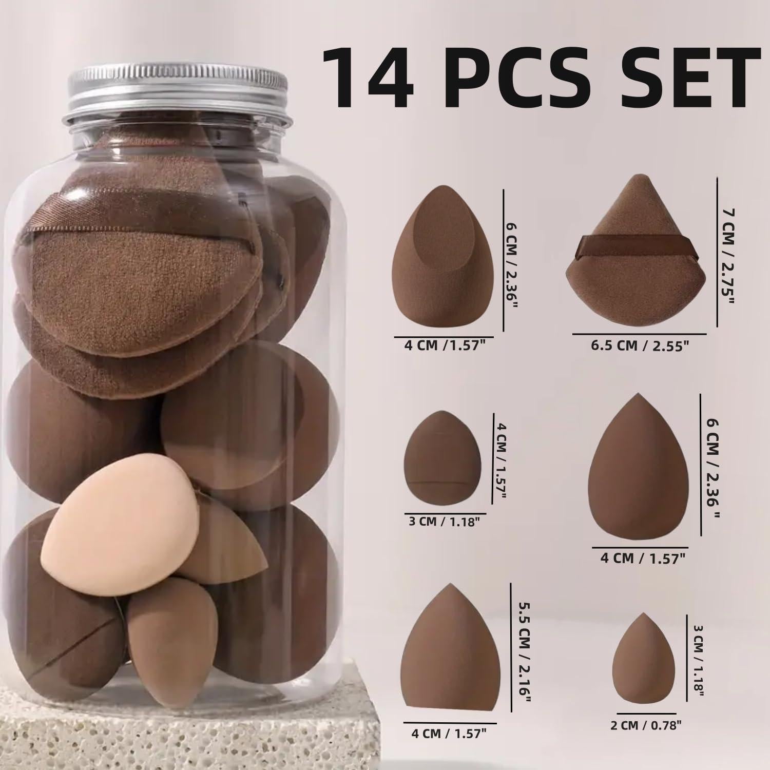 Juego de Esponjas de Maquillaje GOERTI 14 Piezas Reutilizables