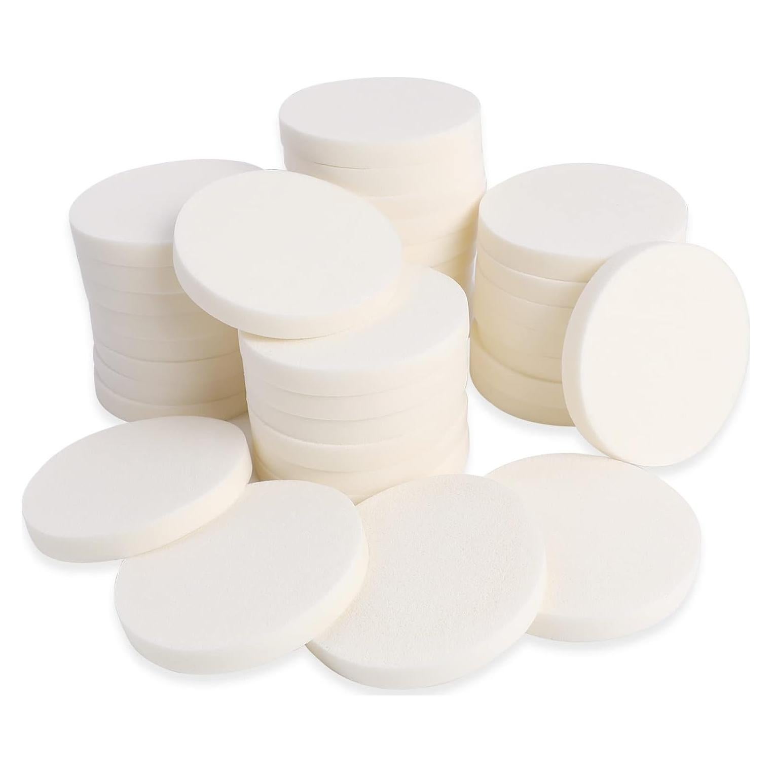 50 Esponjas Redondas Blancas Sliverdew para Maquillaje 55mm