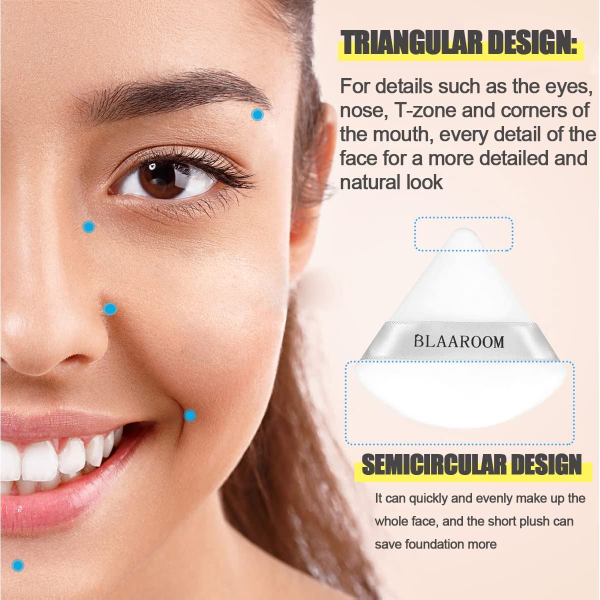6 Esponjas de Maquillaje Triangulares BLAAROOM Suaves 7 cm