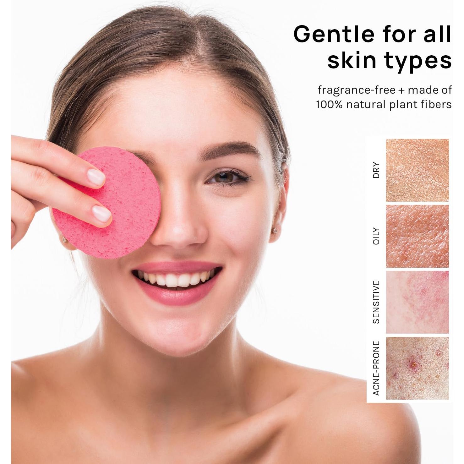 Esponjas Faciales Comprimidas AOA 50 Cuentas Rosa 100% Natural