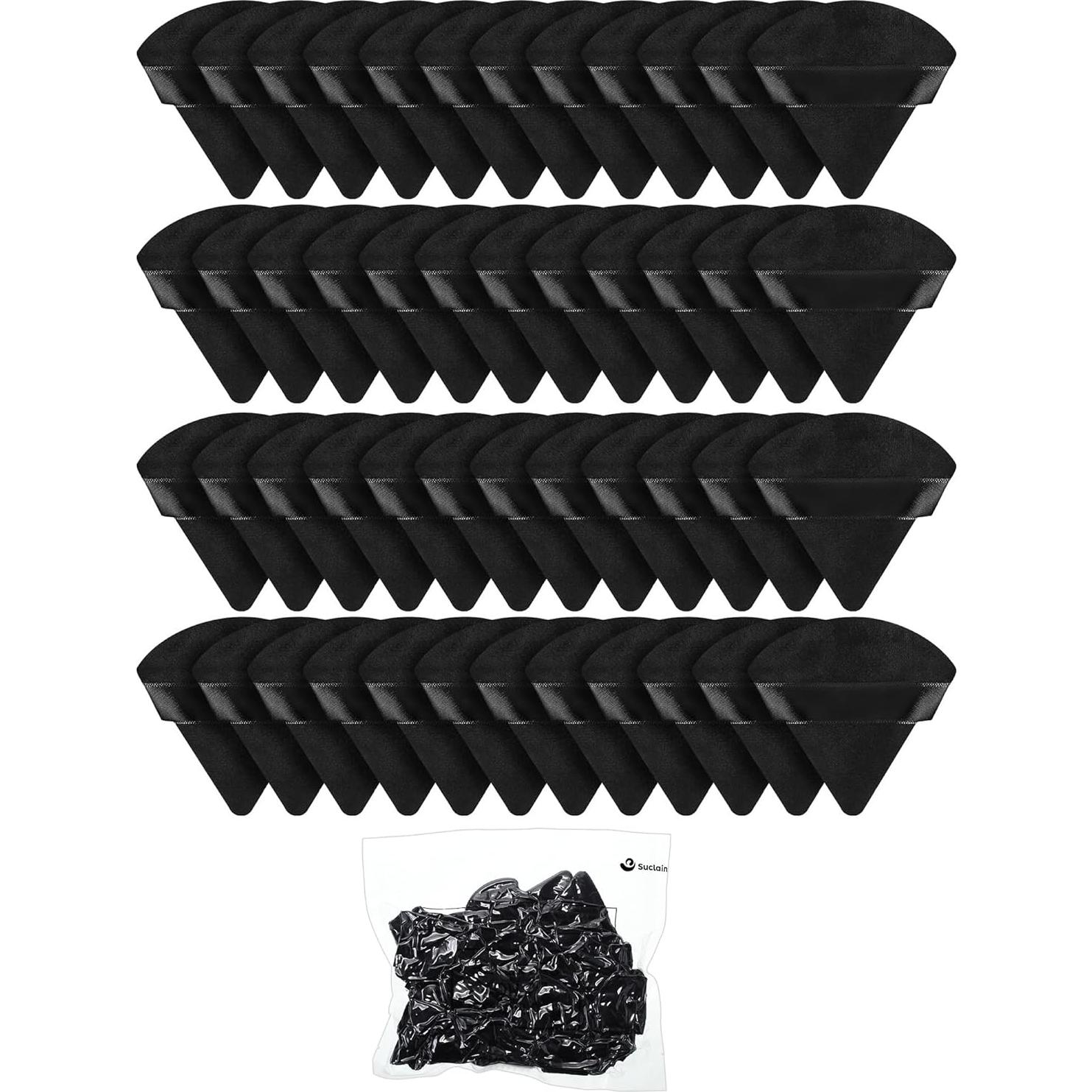 Esponjas de Maquillaje Triangulares Suclain 48 Pcs Velour Negro