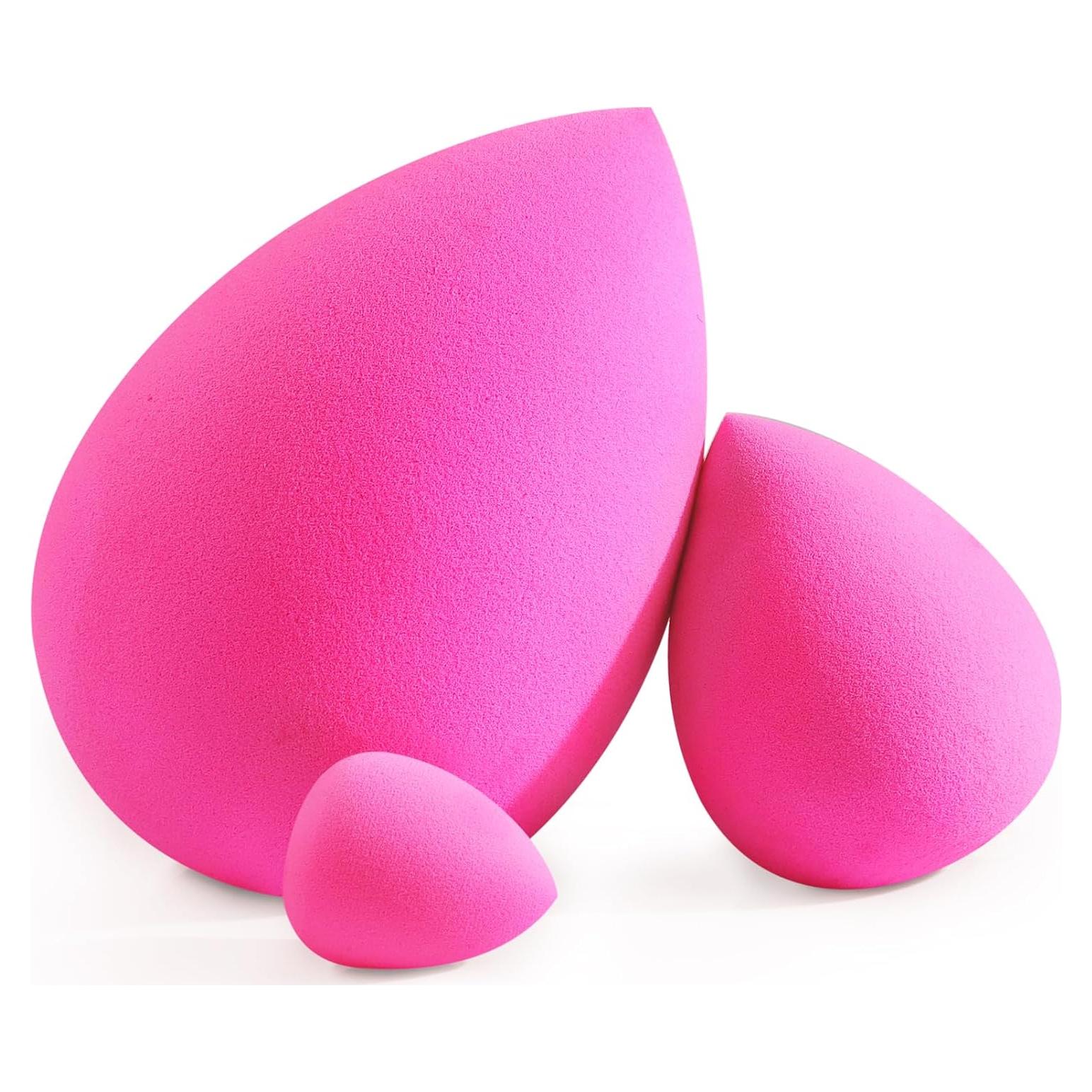 Conjunto de Esponjas de Maquillaje BEAKEY Rosa - Grande, Mini y Estándar