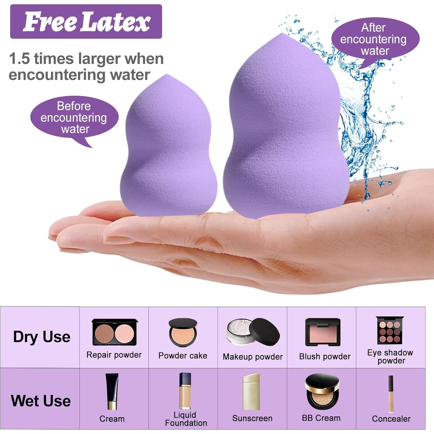 Esponjas de Maquillaje BS-MALL 10 Pcs Multicolores para Líquido y Polvo