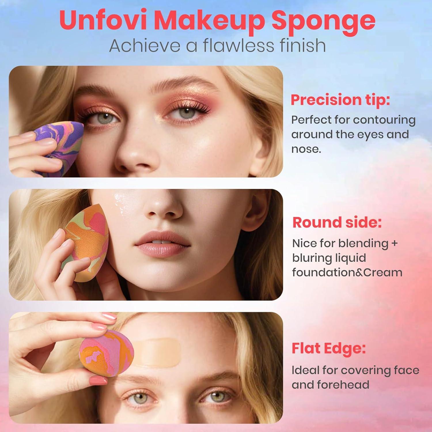 Juego de 7 Esponjas de Maquillaje Unfovi Tricolores