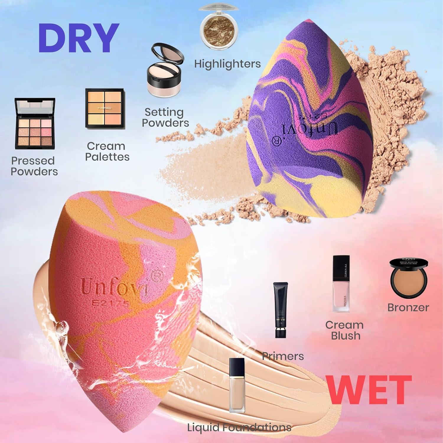 Juego de 7 Esponjas de Maquillaje Unfovi Tricolores