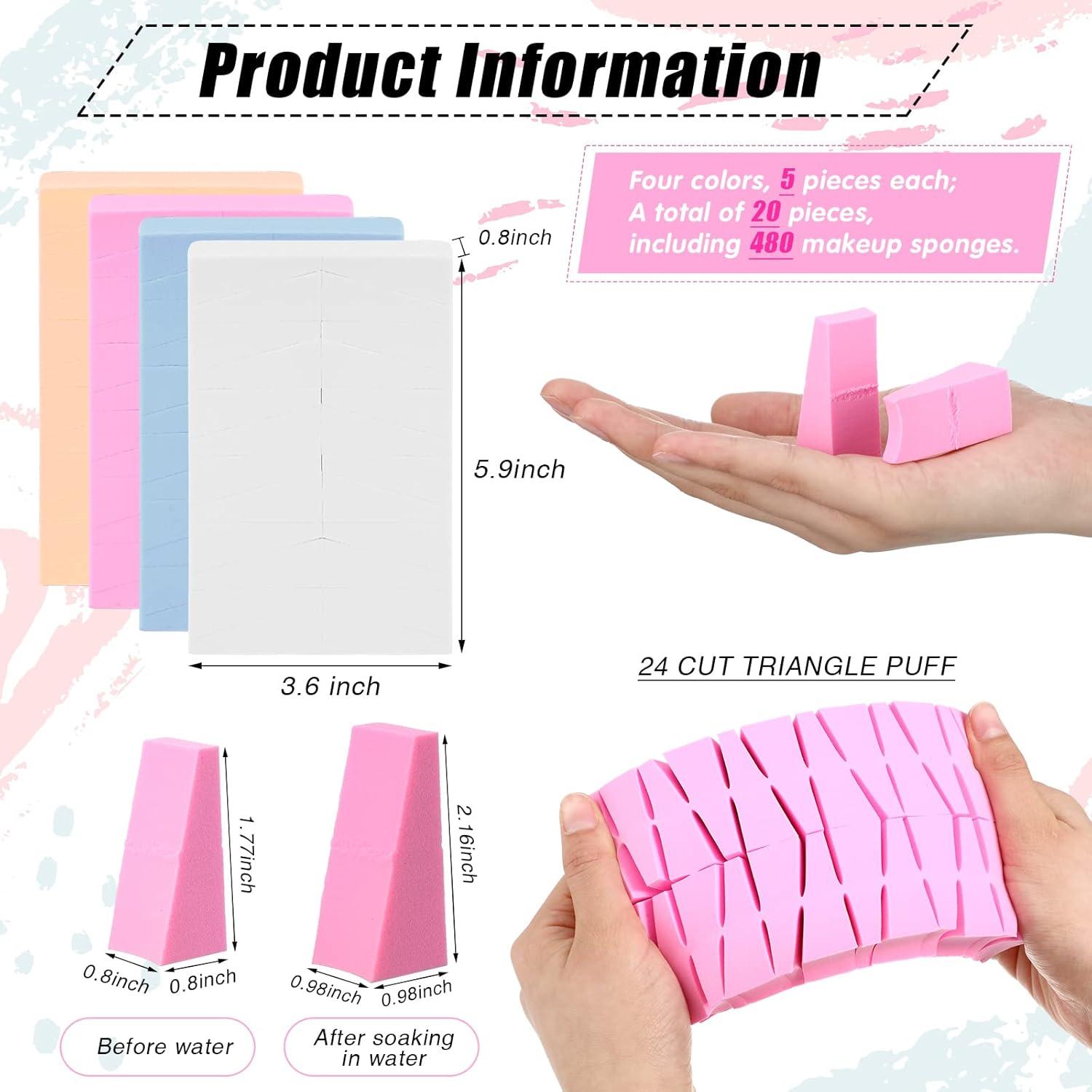 480 Esponjas de Maquillaje Lounsweer en Forma de Cuña - 4 Colores