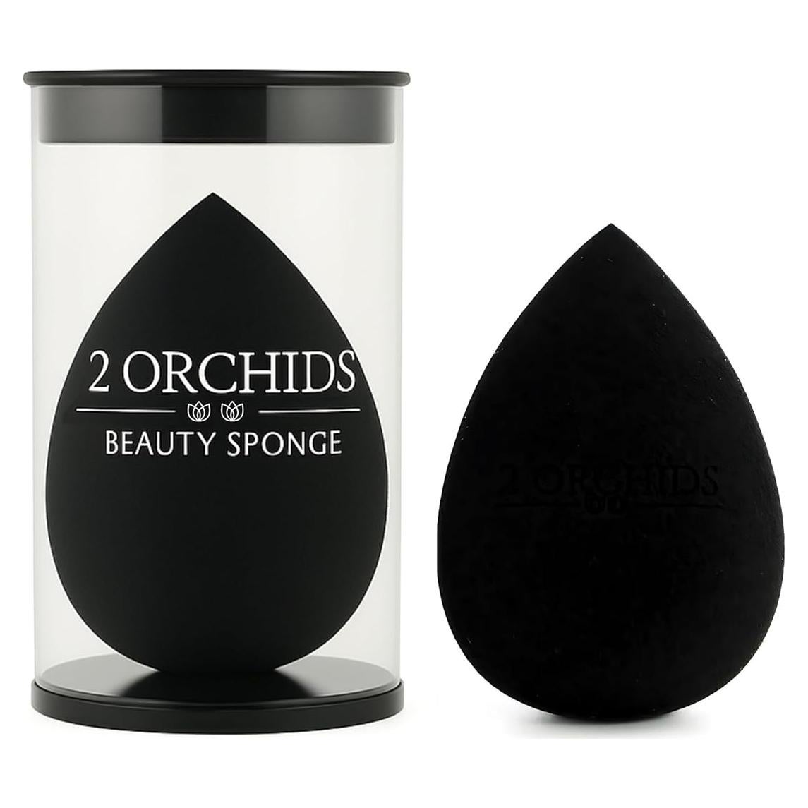 Esponja de Maquillaje 2 ORQUÍDEAS Negra 4.45cm Profesional