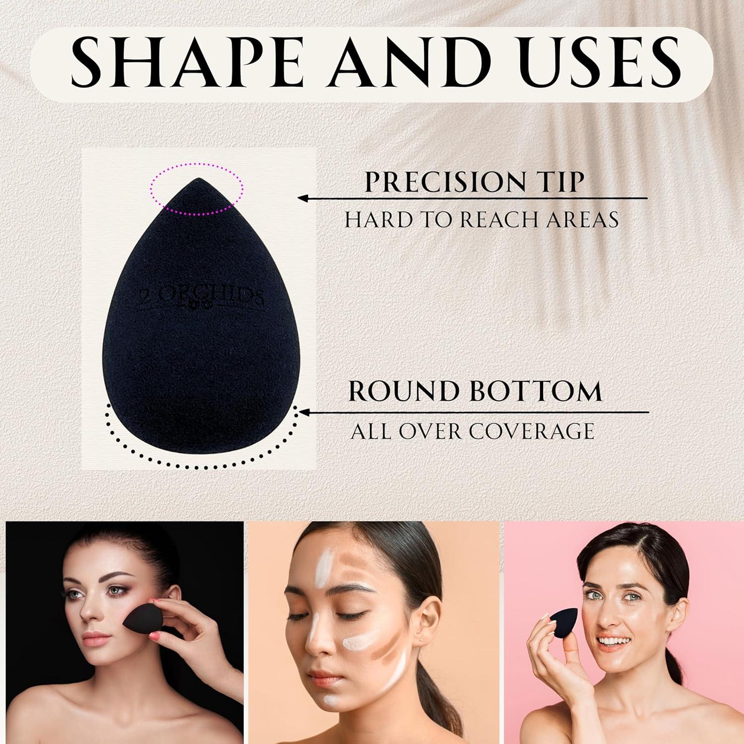 Esponja de Maquillaje 2 ORQUÍDEAS Negra 4.45cm Profesional