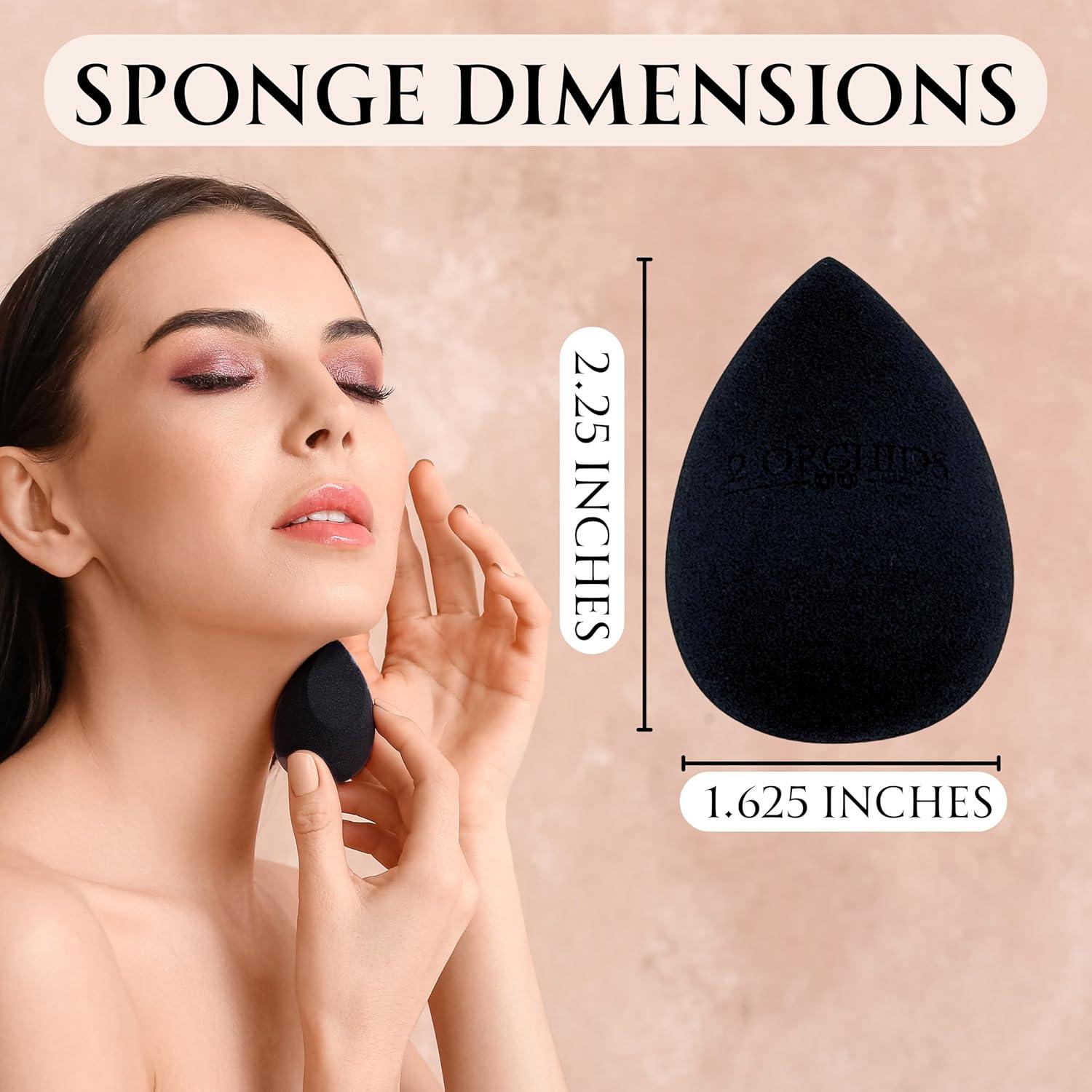 Esponja de Maquillaje 2 ORQUÍDEAS Negra 4.45cm Profesional