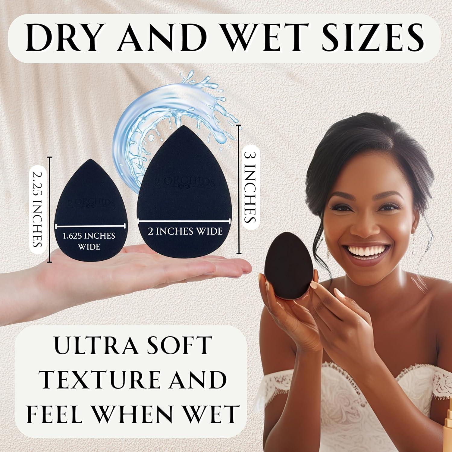 Esponja de Maquillaje 2 ORQUÍDEAS Negra 4.45cm Profesional