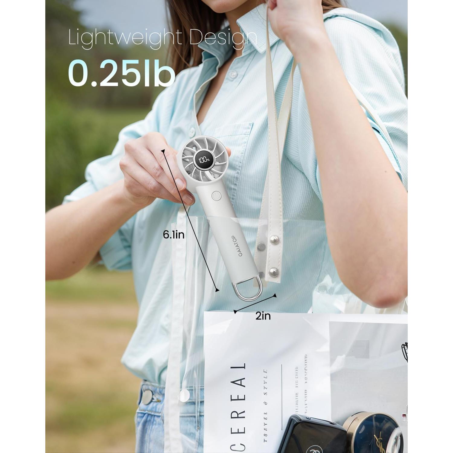 Gaiatop Ventilador Mini Portátil 3 Velocidades LED Blanco