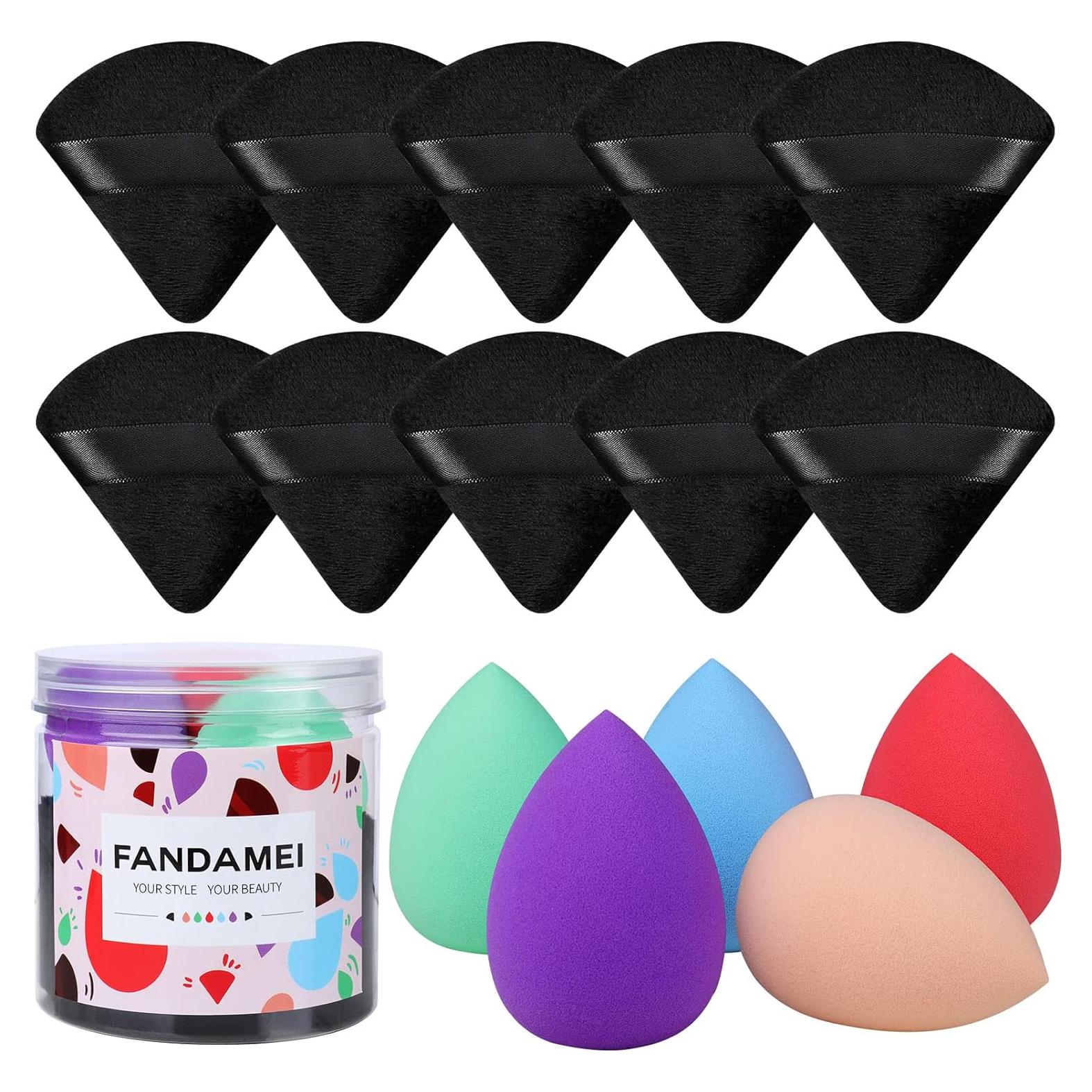 FANDAMEI Kit de Esponjas de Maquillaje y Puff de Polvo 15 PCS